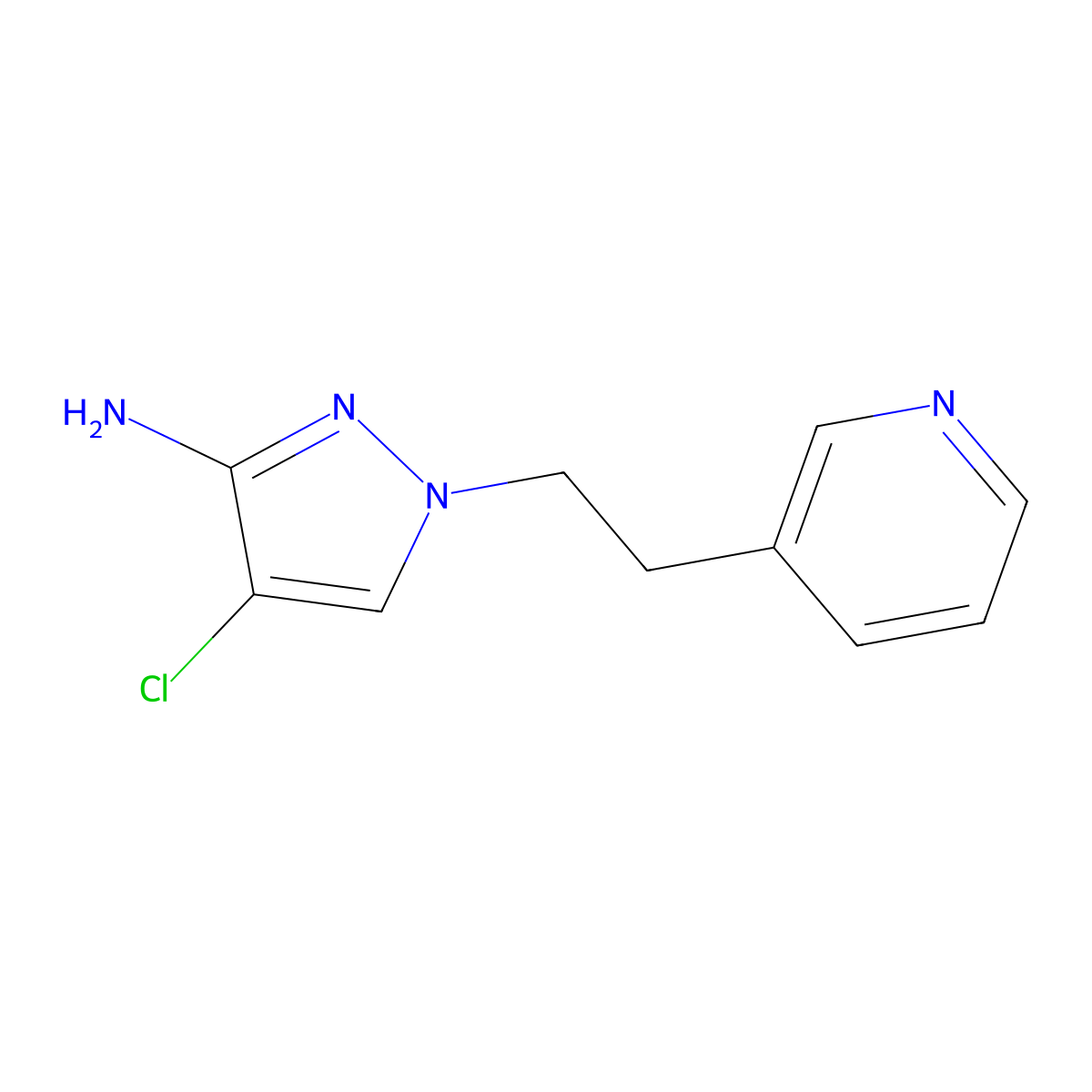 4-Chloro-1-(2-(pyridin-3-yl)ethyl)-1h-pyrazol-3-amine molecular structure, CAS 1342354-81-7