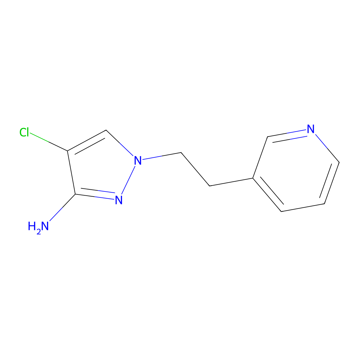 4-Chloro-1-(2-(pyridin-3-yl)ethyl)-1h-pyrazol-3-amine molecular structure, CAS 1342354-81-7