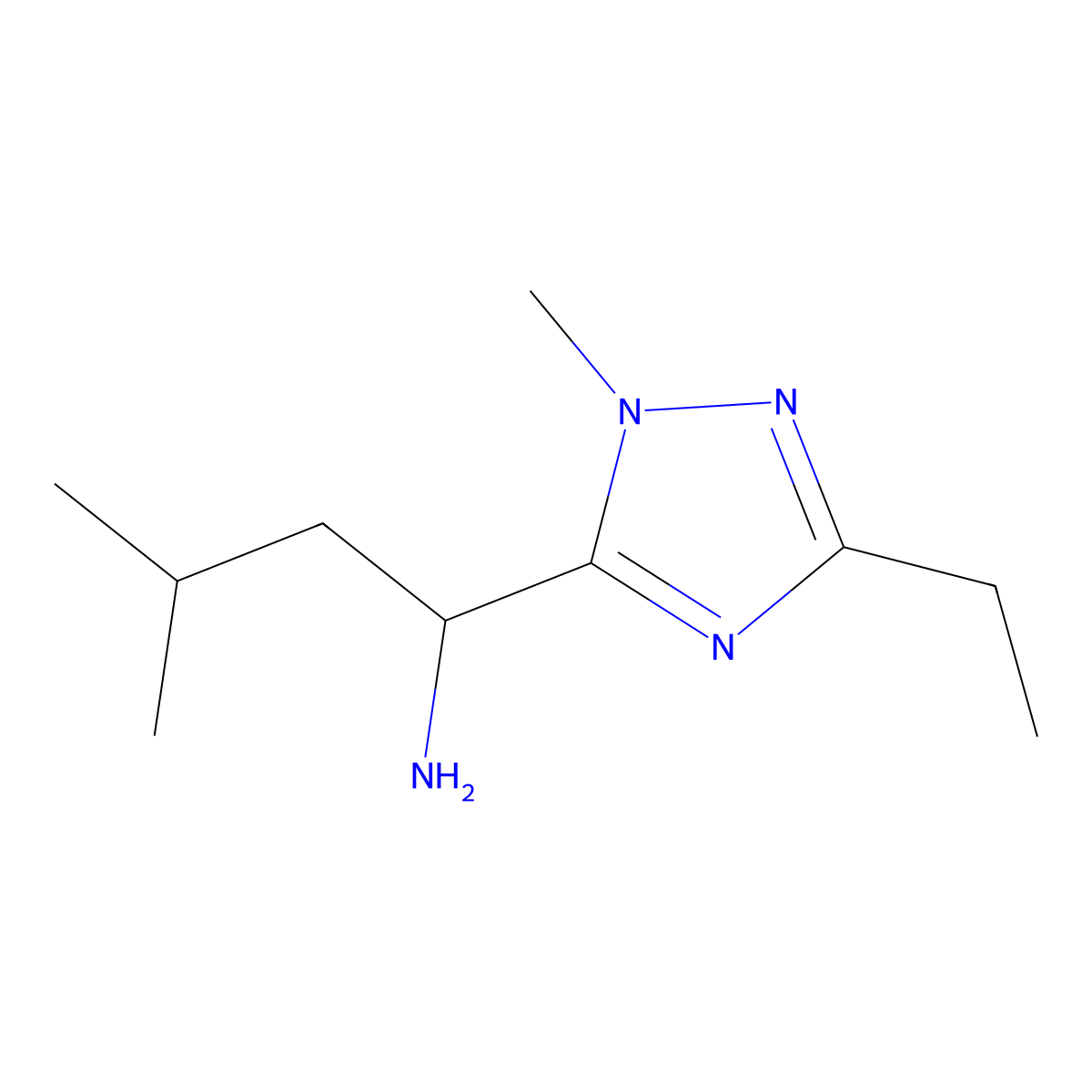 1-(3-Ethyl-1-methyl-1h-1,2,4-triazol-5-yl)-3-methylbutan-1-amine molecular structure, CAS 1342355-81-0