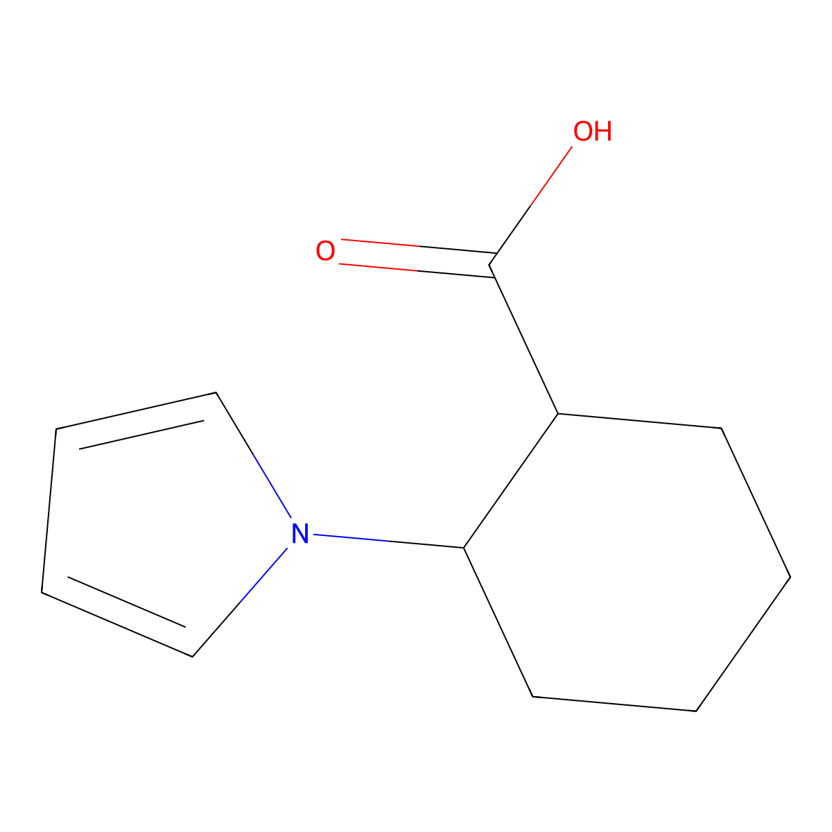 2-(1H-pyrrol-1-yl)cyclohexane-1-carboxylic acid molecular structure, CAS 1342356-36-8