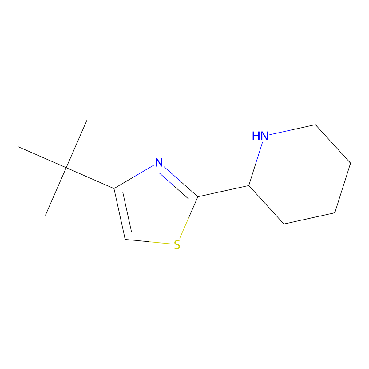 2-(4-Tert-butyl-1,3-thiazol-2-yl)piperidine molecular structure, CAS 1342357-87-2