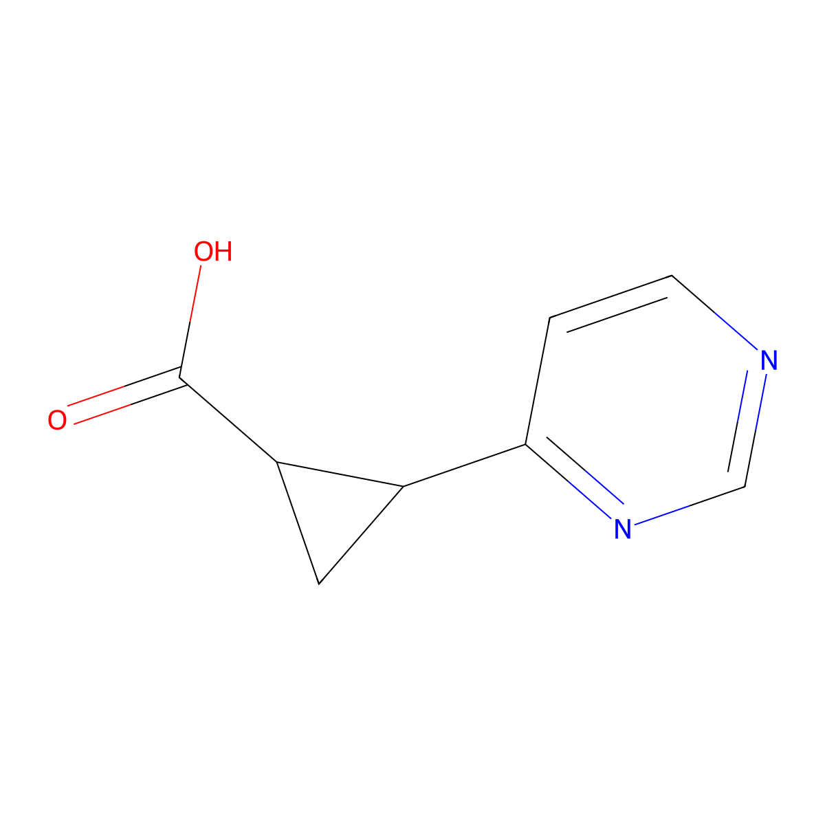 2-(Pyrimidin-4-yl)cyclopropane-1-carboxylic acid molecular structure, CAS 1342359-21-0