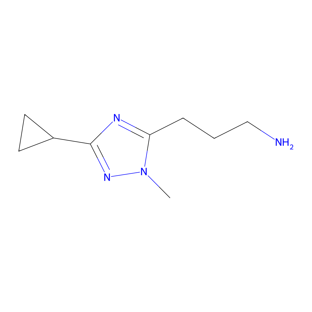 3-(3-Cyclopropyl-1-methyl-1h-1,2,4-triazol-5-yl)propan-1-amine molecular structure, CAS 1342361-78-7