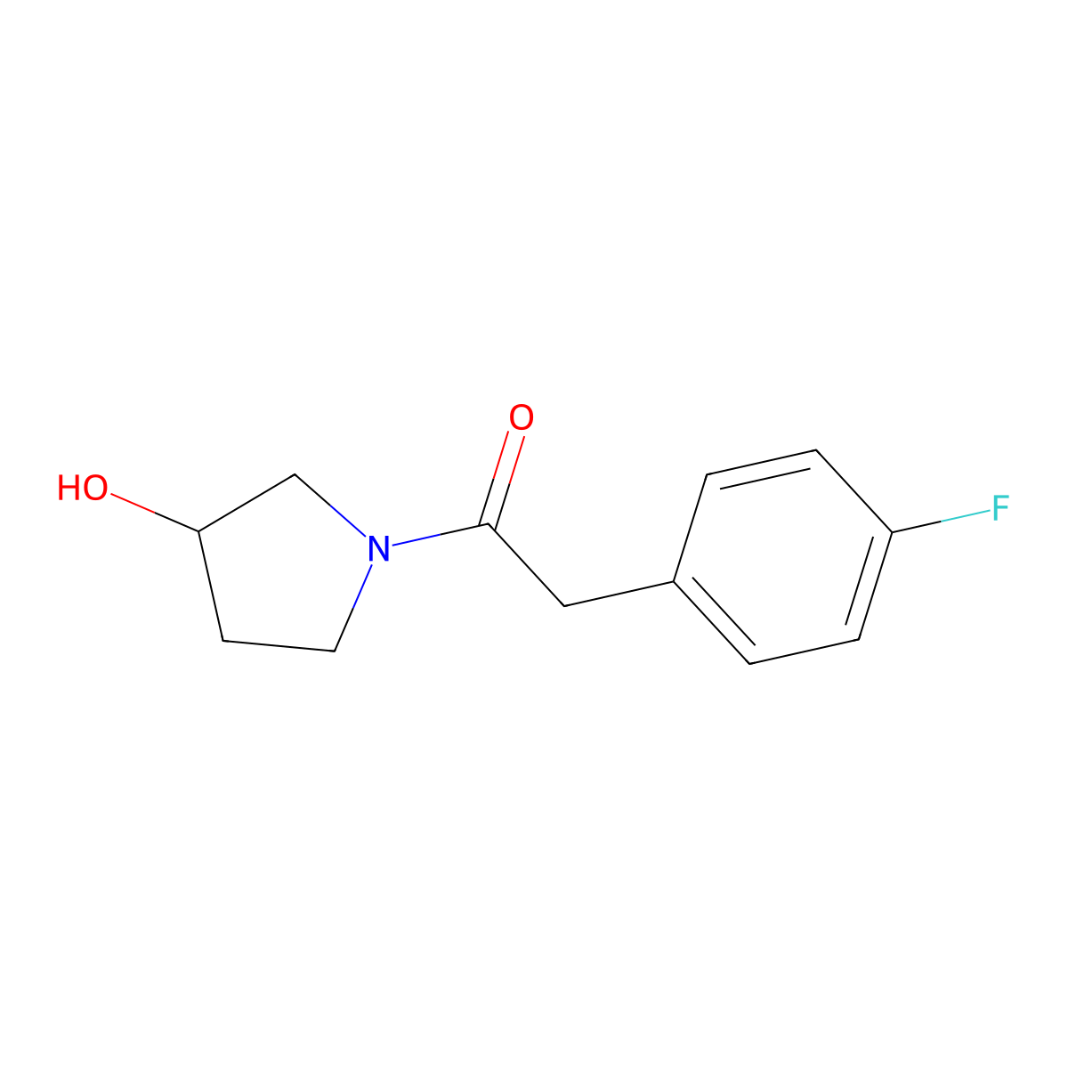 2-(4-Fluorophenyl)-1-(3-hydroxypyrrolidin-1-yl)ethan-1-one molecular structure, CAS 1342368-96-0
