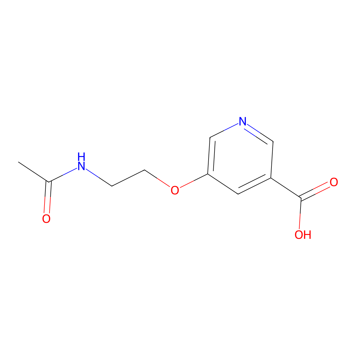 5-(2-Acetamidoethoxy)pyridine-3-carboxylic acid molecular structure, CAS 1342369-09-8