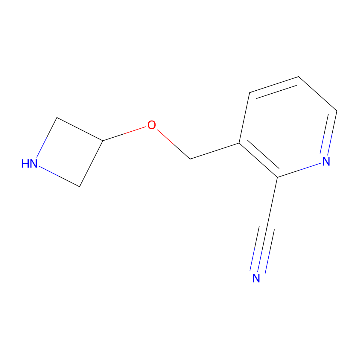3-[(Azetidin-3-yloxy)methyl]pyridine-2-carbonitrile molecular structure, CAS 1342369-28-1