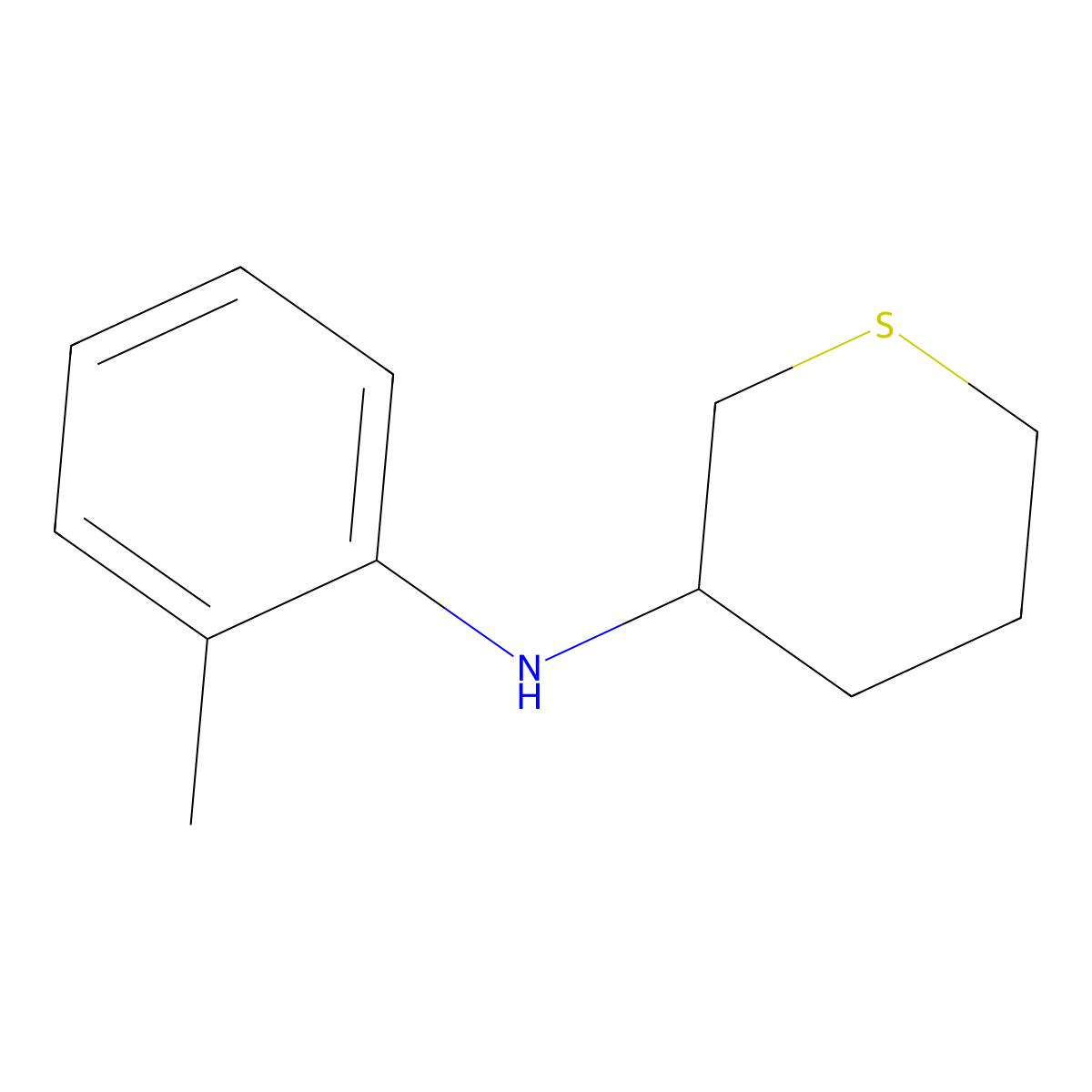 N-(2-methylphenyl)thian-3-amine molecular structure, CAS 1342372-04-6
