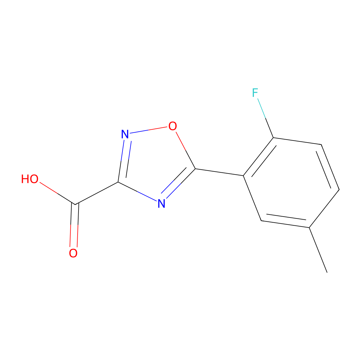 5-(2-Fluoro-5-methylphenyl)-1,2,4-oxadiazole-3-carboxylic acid molecular structure, CAS 1342372-60-4