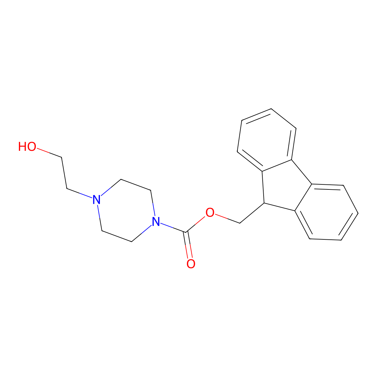 9H-fluoren-9-ylmethyl 4-(2-hydroxyethyl)piperazine-1-carboxylate molecular structure, CAS 1342378-36-2