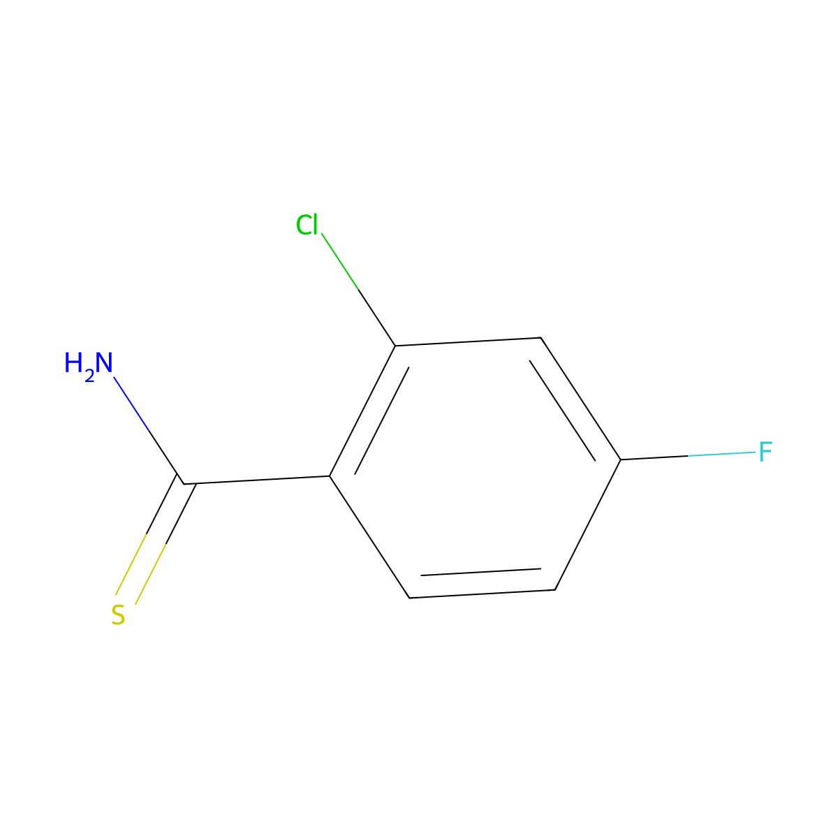 2-Chloro-4-fluorothiobenzamide molecular structure, CAS 1342380-50-0