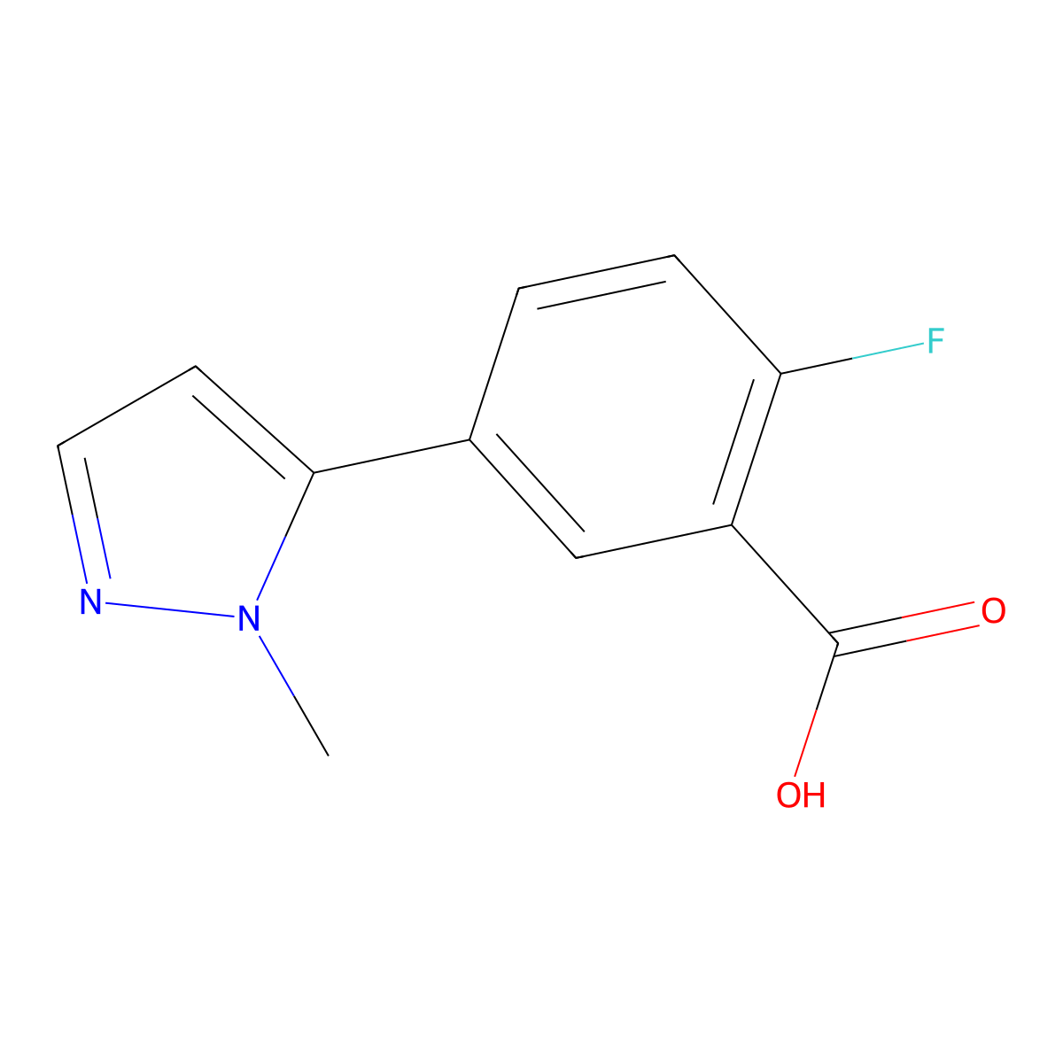2-Fluoro-5-(1-methyl-5-pyrazolyl)benzoic Acid molecular structure, CAS 1342382-45-9