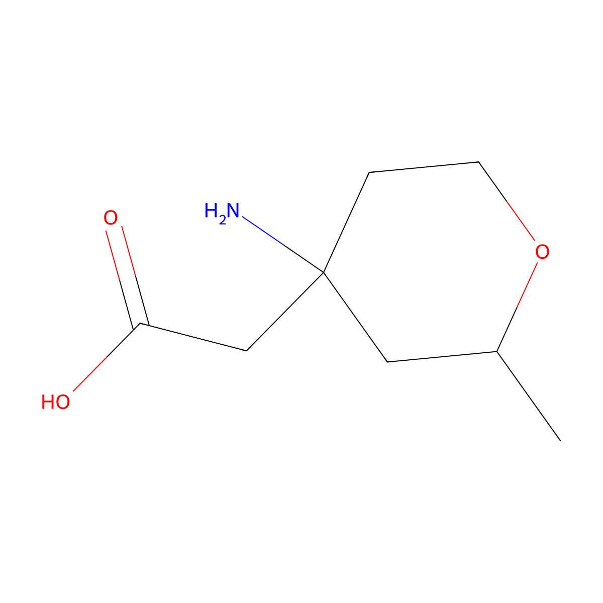 2-(4-Amino-2-methyloxan-4-yl)acetic acid molecular structure, CAS 1342383-76-9