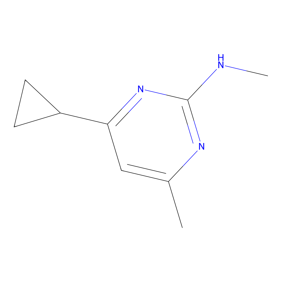 4-cyclopropyl-N,6-dimethylpyrimidin-2-amine molecular structure, CAS 1342384-26-2