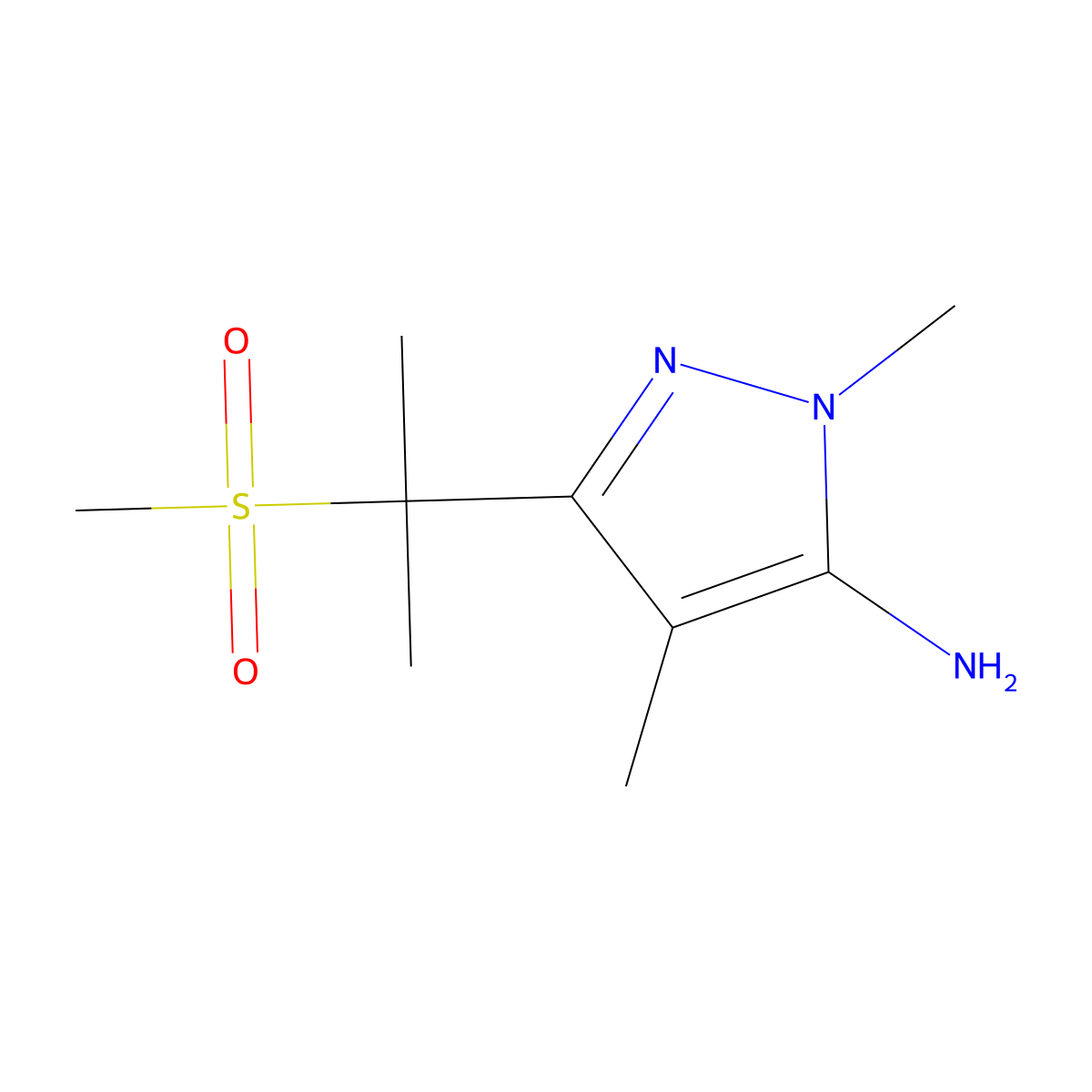 1,4-Dimethyl-3-(2-(methylsulfonyl)propan-2-yl)-1h-pyrazol-5-amine molecular structure, CAS 1342386-43-9