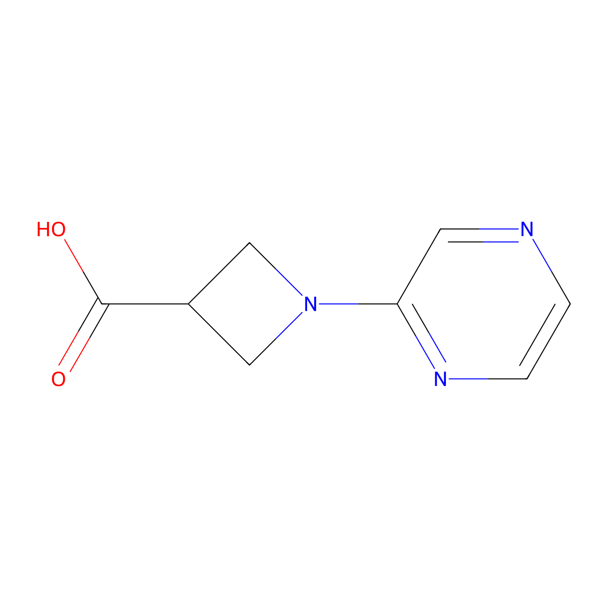 1-(Pyrazin-2-yl)azetidine-3-carboxylic acid molecular structure, CAS 1342386-90-6