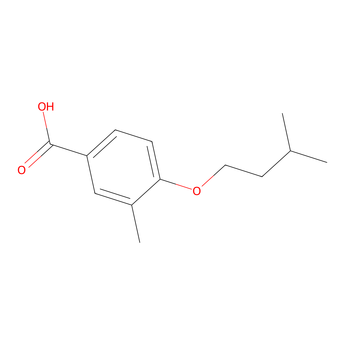 4-(Isopentyloxy)-3-methylbenzoic acid molecular structure, CAS 1342388-73-1