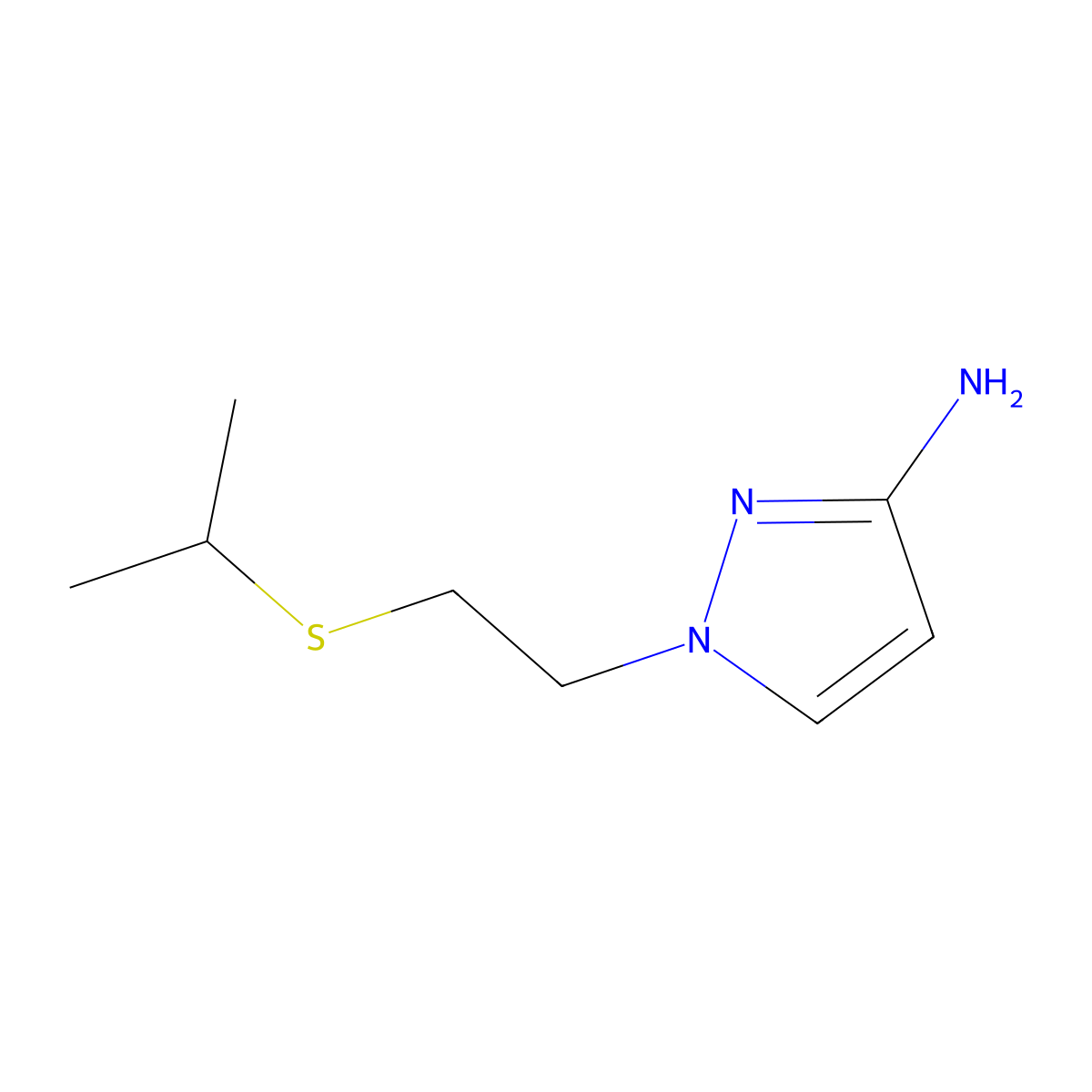 1-(2-(Isopropylthio)ethyl)-1h-pyrazol-3-amine molecular structure, CAS 1342389-54-1
