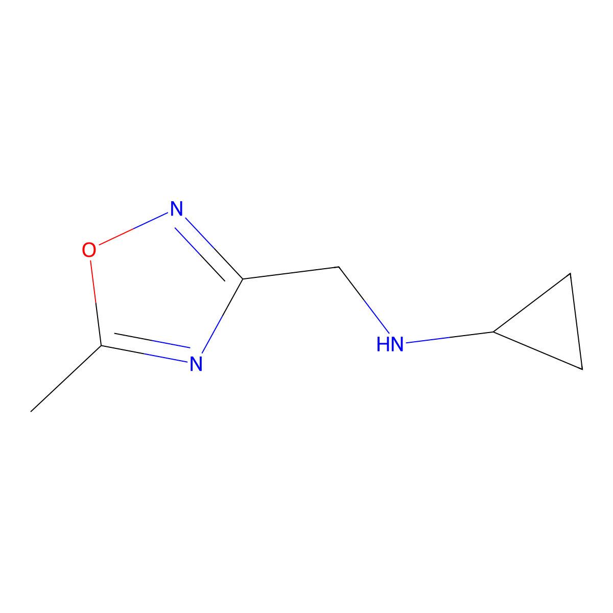 N-[(5-methyl-1,2,4-oxadiazol-3-yl)methyl]cyclopropanamine molecular structure, CAS 1342397-46-9