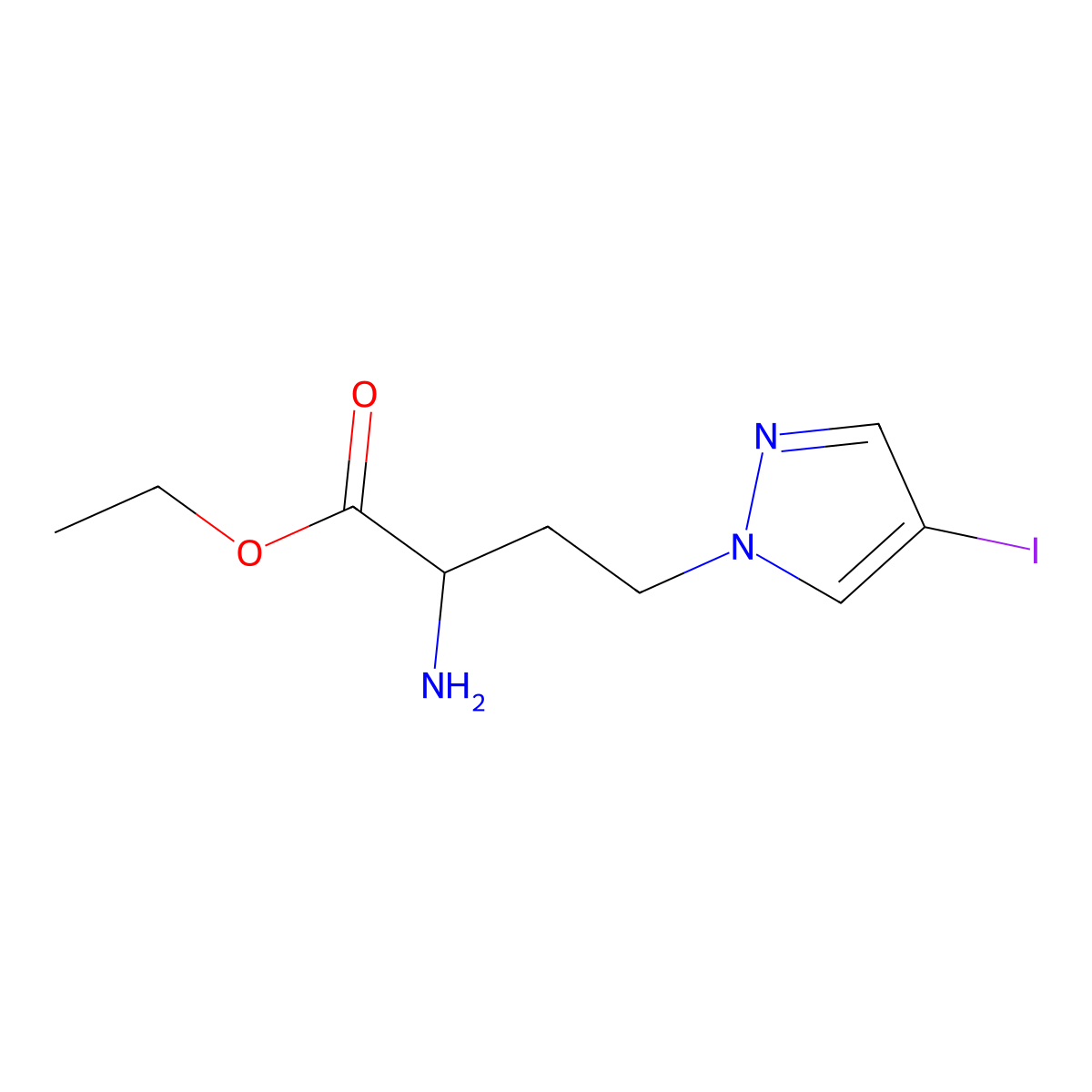 Ethyl 2-amino-4-(4-iodo-1h-pyrazol-1-yl)butanoate molecular structure, CAS 1342398-66-6