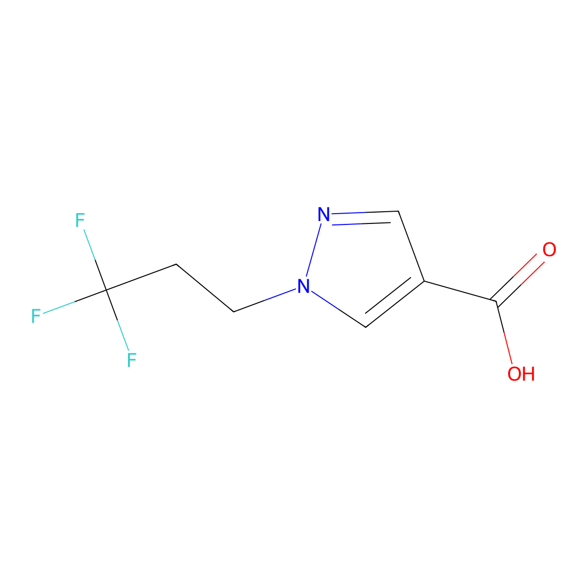 1-(3,3,3-trifluoropropyl)-1H-pyrazole-4-carboxylic acid molecular structure, CAS 1342402-27-0