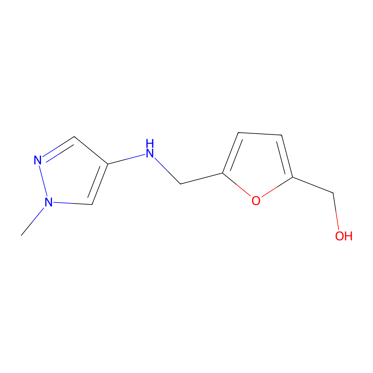 (5-{[(1-methyl-1H-pyrazol-4-yl)amino]methyl}furan-2-yl)methanol molecular structure, CAS 1342402-51-0