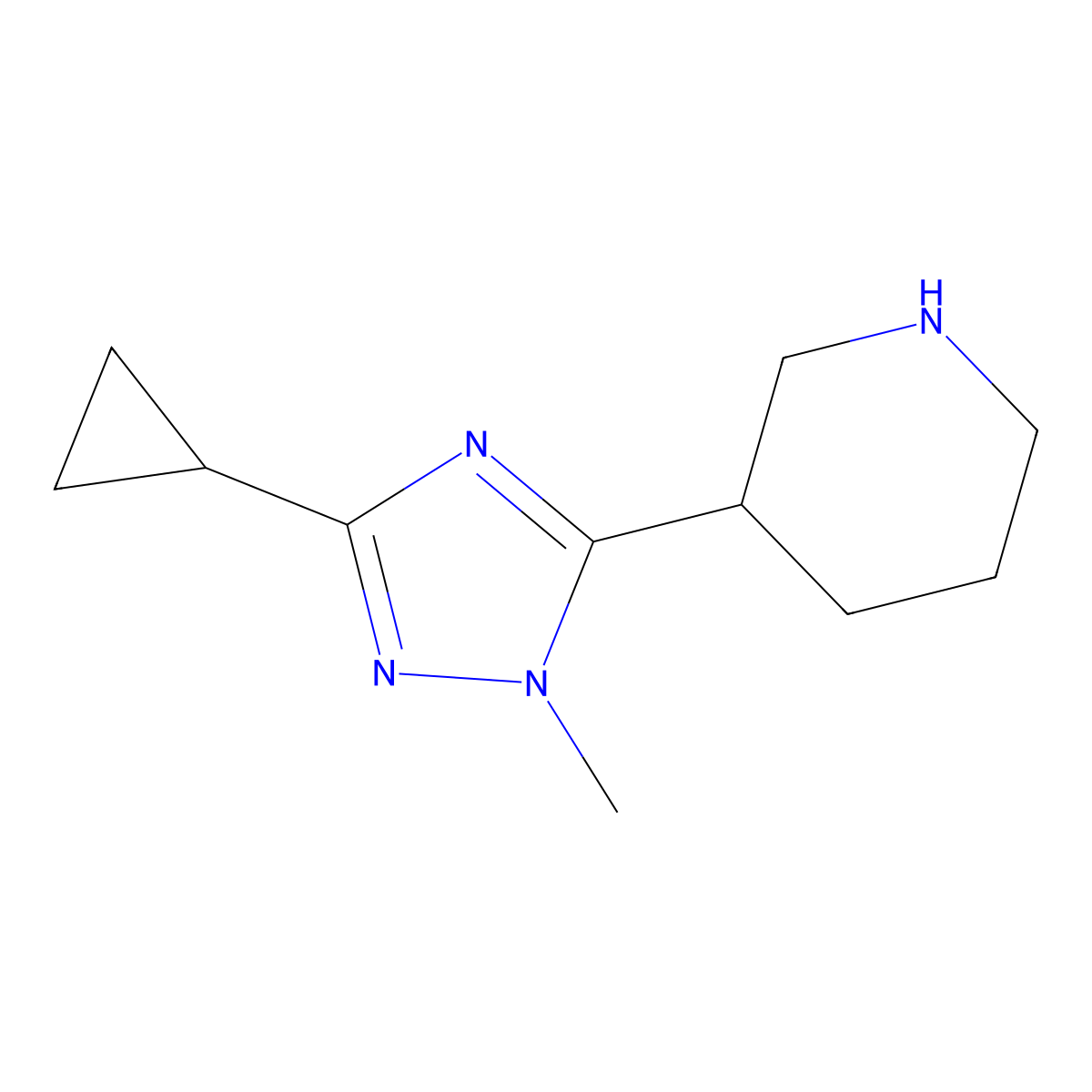 3-(3-Cyclopropyl-1-methyl-1h-1,2,4-triazol-5-yl)piperidine molecular structure, CAS 1342404-53-8