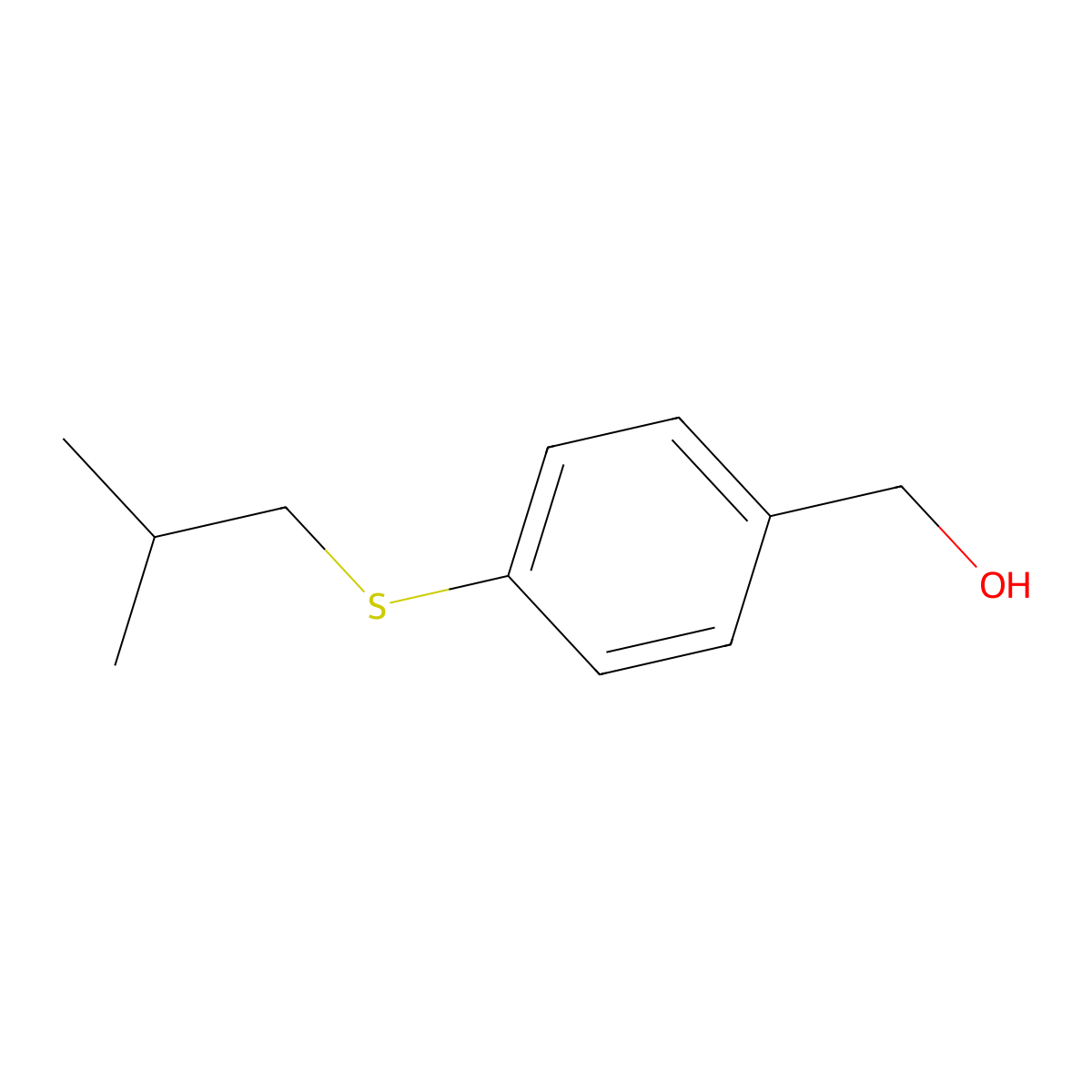 (4-((2-Methylpropyl)sulfanyl)phenyl)methanol molecular structure, CAS 1342405-18-8
