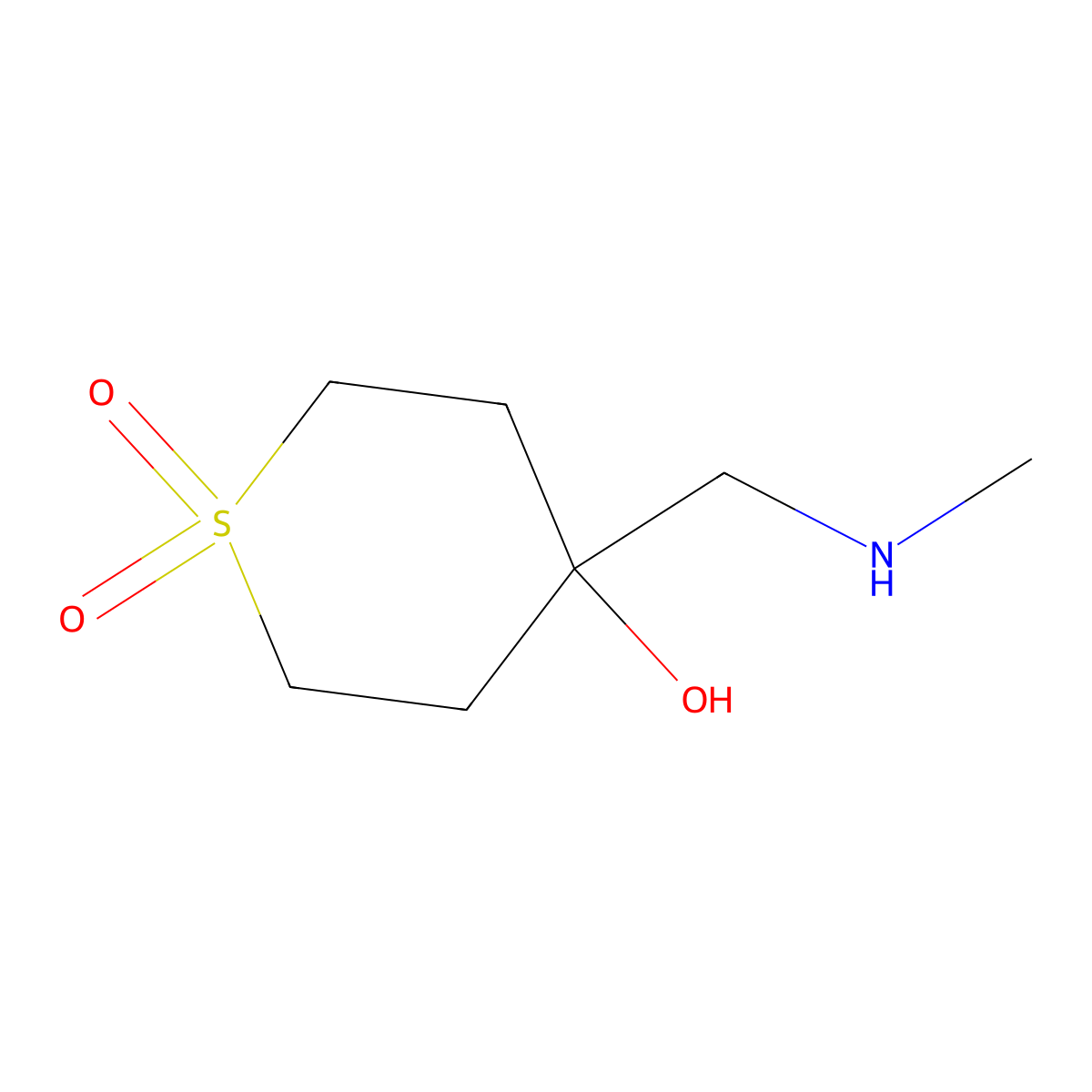 4-Hydroxy-4-[(methylamino)methyl]-1lambda6-thiane-1,1-dione molecular structure, CAS 1342409-01-1