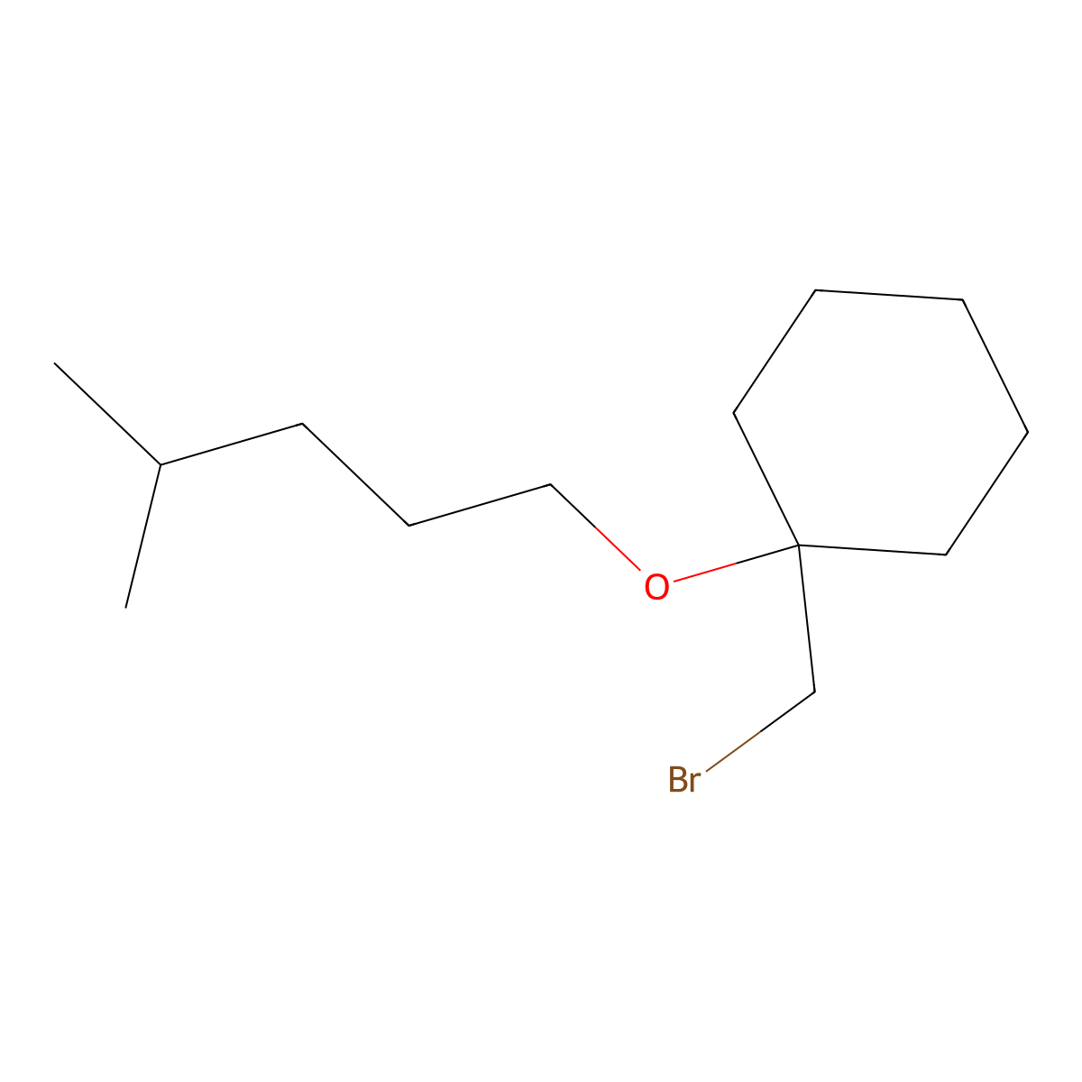 1-(Bromomethyl)-1-((4-methylpentyl)oxy)cyclohexane molecular structure, CAS 1342409-99-7