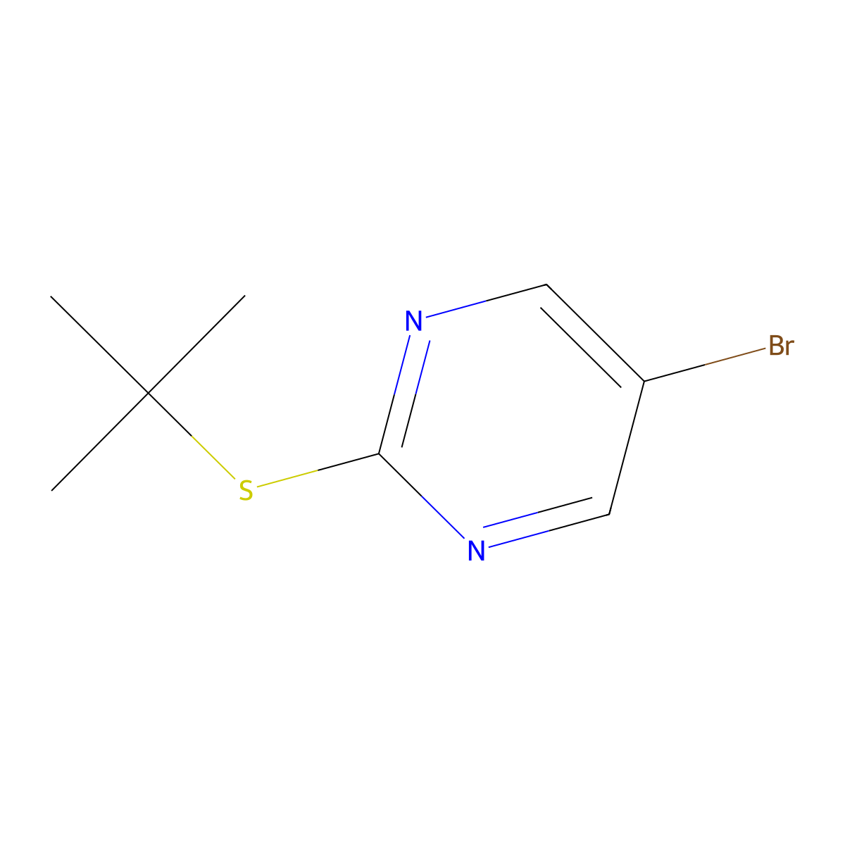 5-Bromo-2-(tert-butylthio)pyrimidine molecular structure, CAS 1342410-66-5