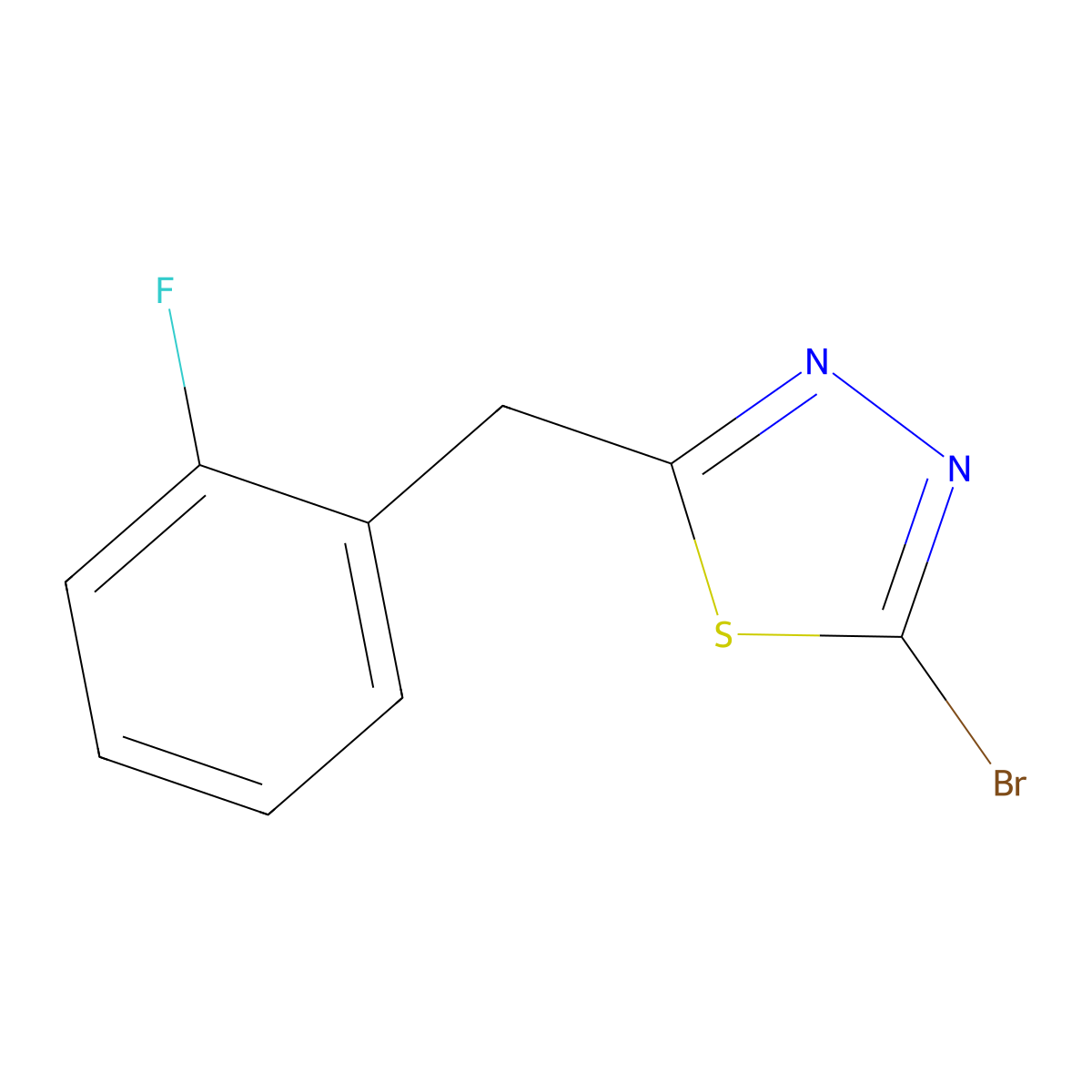 2-Bromo-5-[(2-fluorophenyl)methyl]-1,3,4-thiadiazole molecular structure, CAS 1342411-20-4