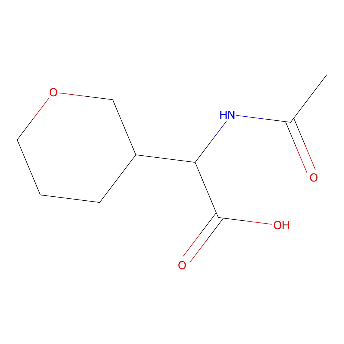 2-Acetamido-2-(oxan-3-yl)acetic acid molecular structure, CAS 1342413-84-6