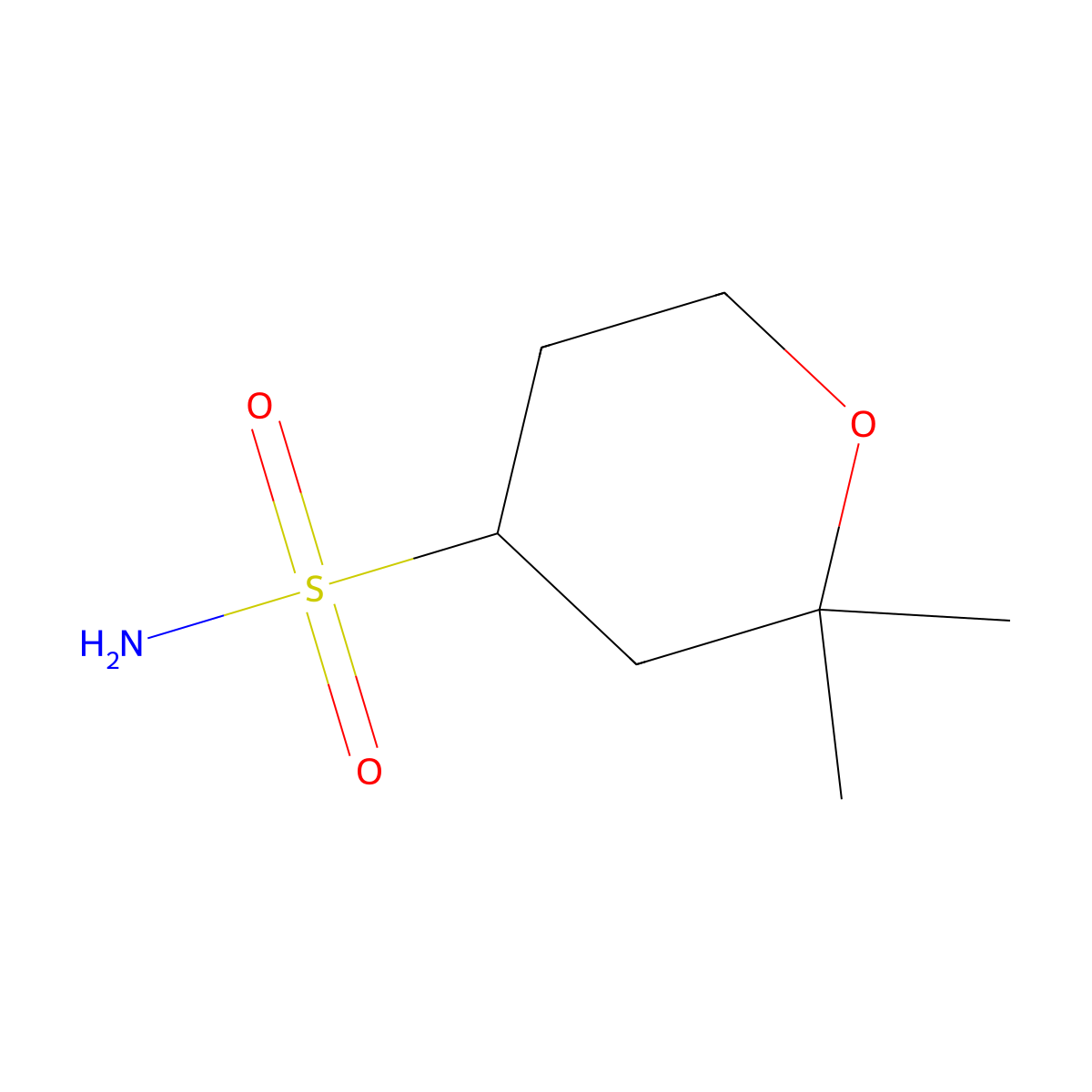 2,2-Dimethyloxane-4-sulfonamide molecular structure, CAS 1342414-54-3