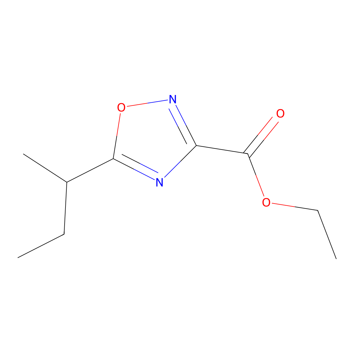 Ethyl 5-(sec-butyl)-1,2,4-oxadiazole-3-carboxylate molecular structure, CAS 1342414-83-8