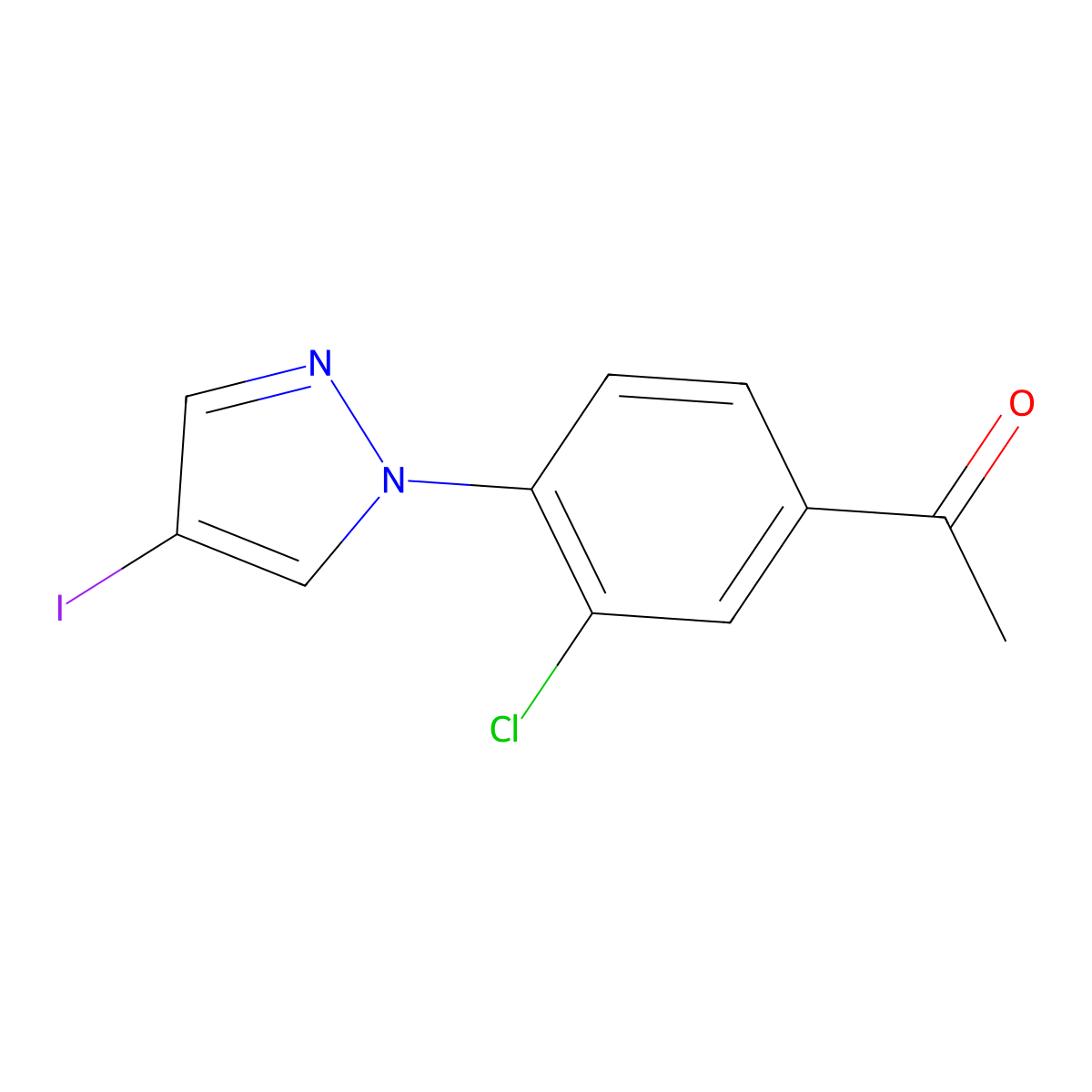 1-(3-Chloro-4-(4-iodo-1h-pyrazol-1-yl)phenyl)ethan-1-one molecular structure, CAS 1342415-09-1