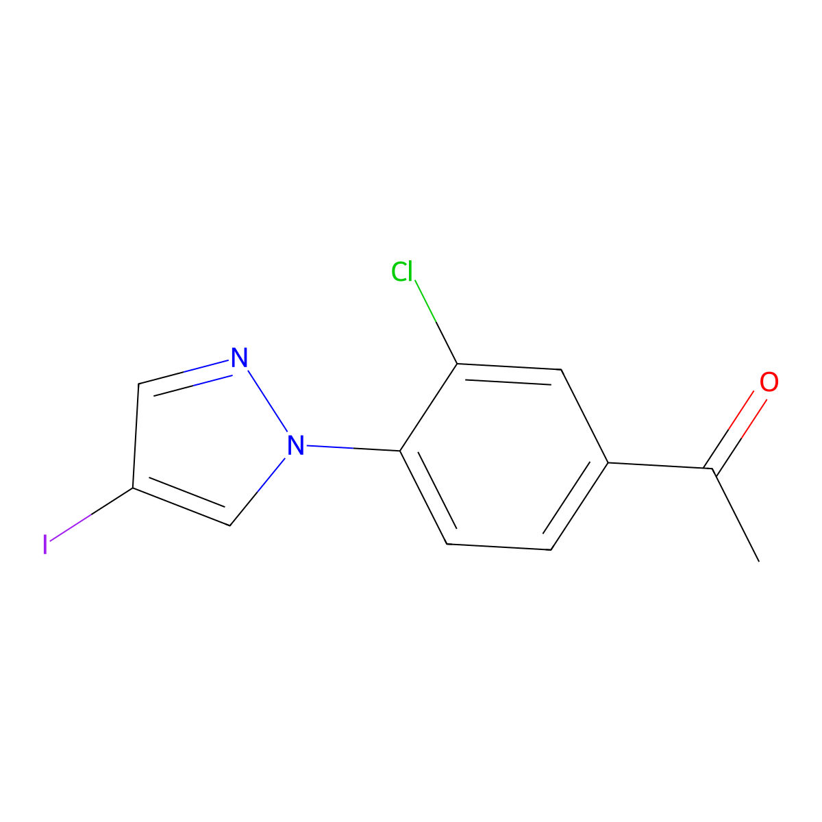 1-(3-Chloro-4-(4-iodo-1h-pyrazol-1-yl)phenyl)ethan-1-one molecular structure, CAS 1342415-09-1