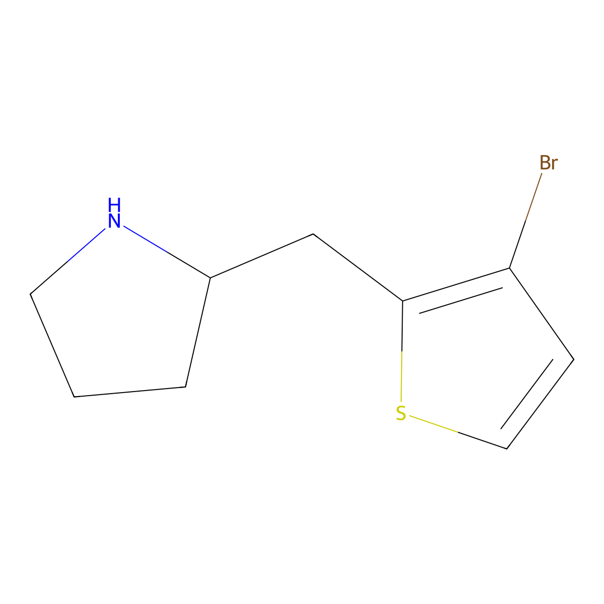 2-((3-Bromothiophen-2-yl)methyl)pyrrolidine molecular structure, CAS 1342415-22-8