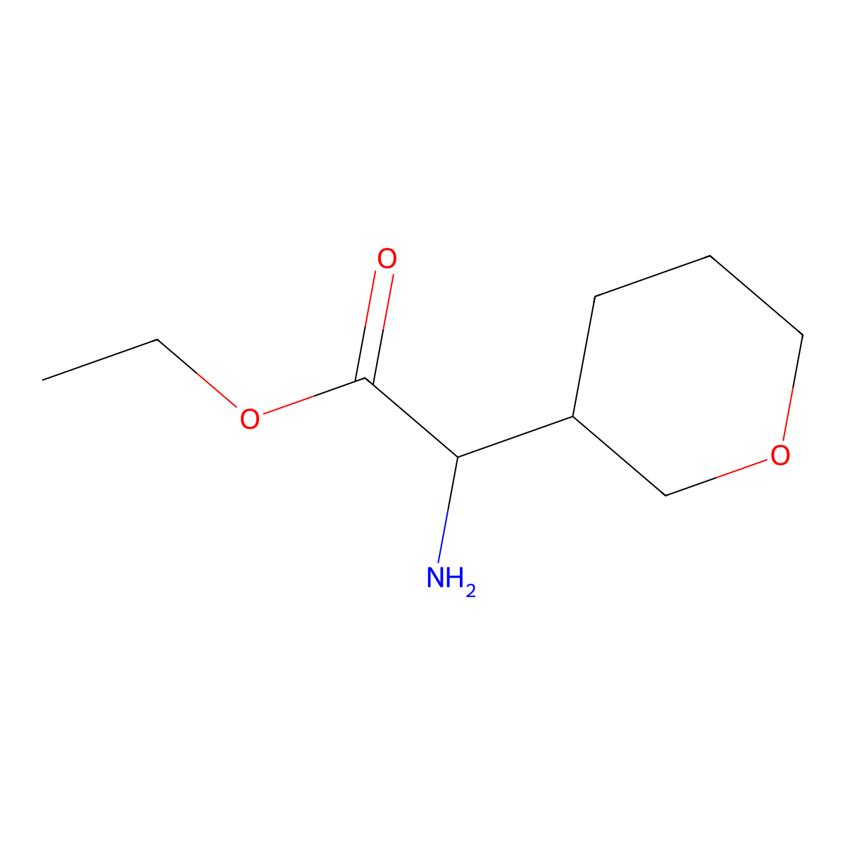 Ethyl 2-amino-2-(oxan-3-yl)acetate molecular structure, CAS 1342417-37-1