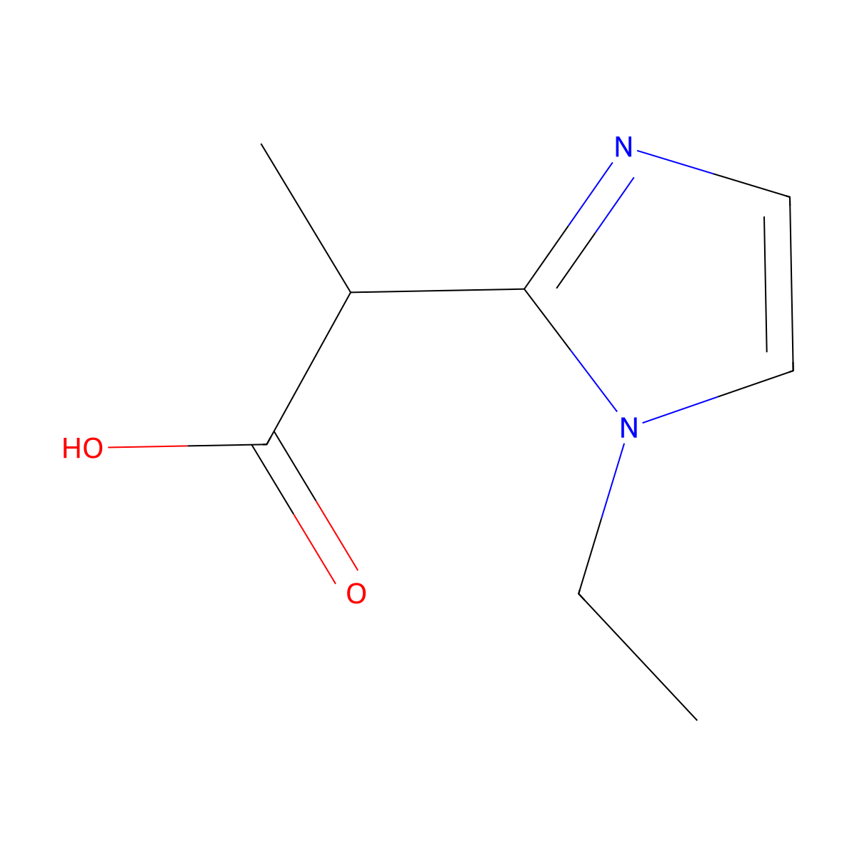2-(1-ethyl-1H-imidazol-2-yl)propanoic acid molecular structure, CAS 1342418-77-2