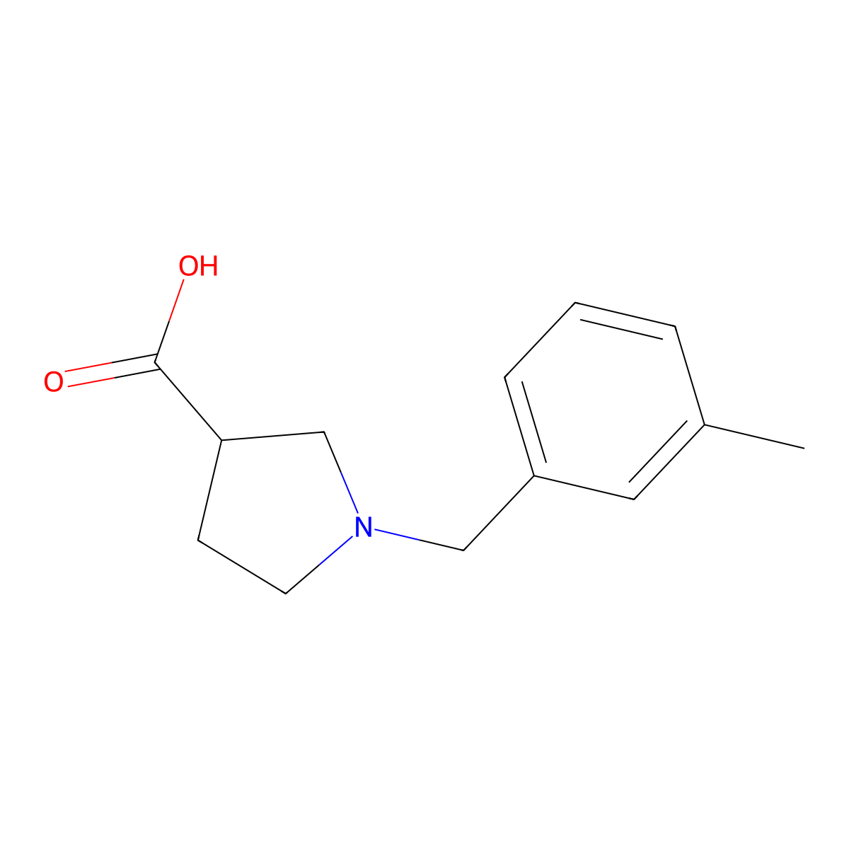 1-[(3-Methylphenyl)methyl]pyrrolidine-3-carboxylic acid molecular structure, CAS 1342419-14-0