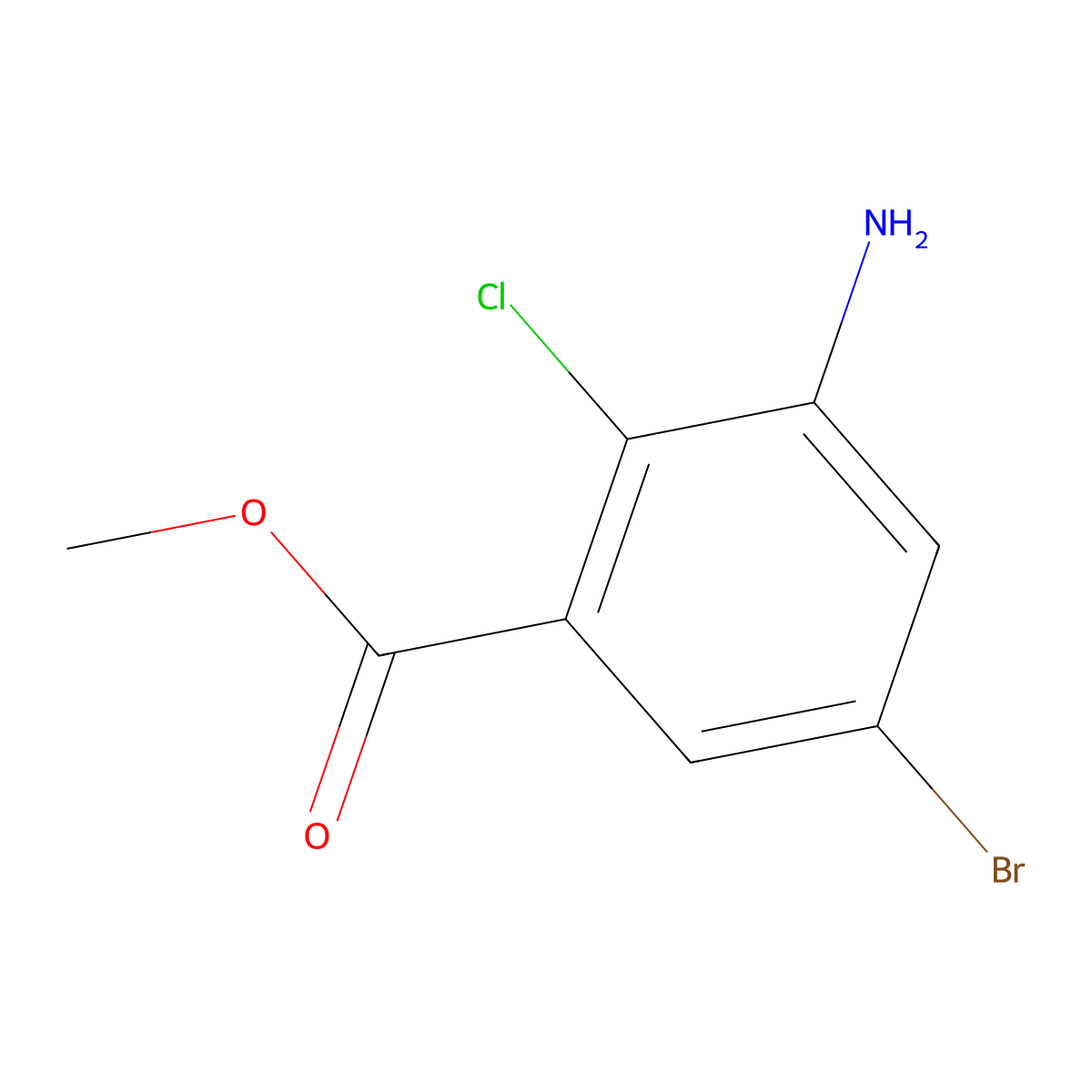 Methyl 3-amino-5-bromo-2-chlorobenzoate molecular structure, CAS 1342419-84-4