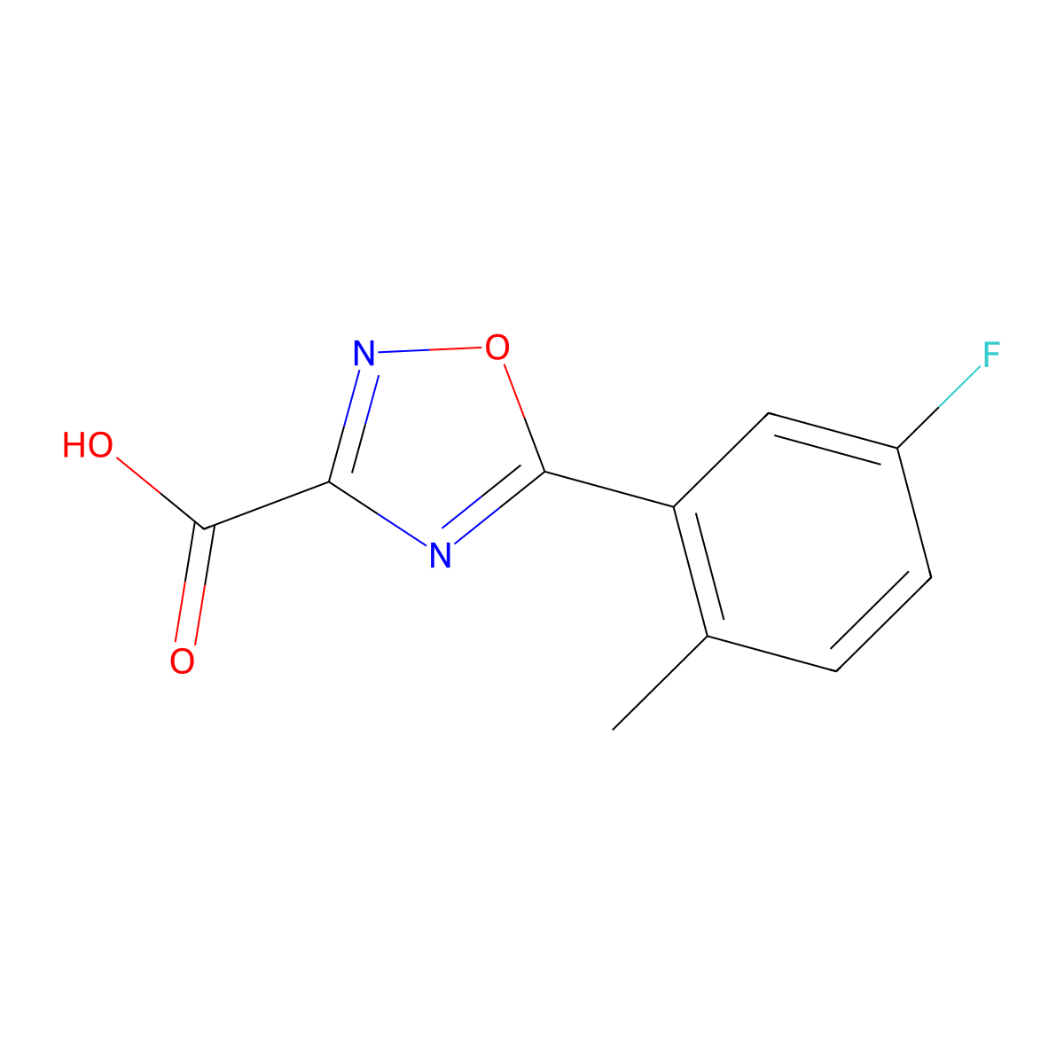 5-(5-Fluoro-2-methylphenyl)-1,2,4-oxadiazole-3-carboxylic acid molecular structure, CAS 1342419-96-8