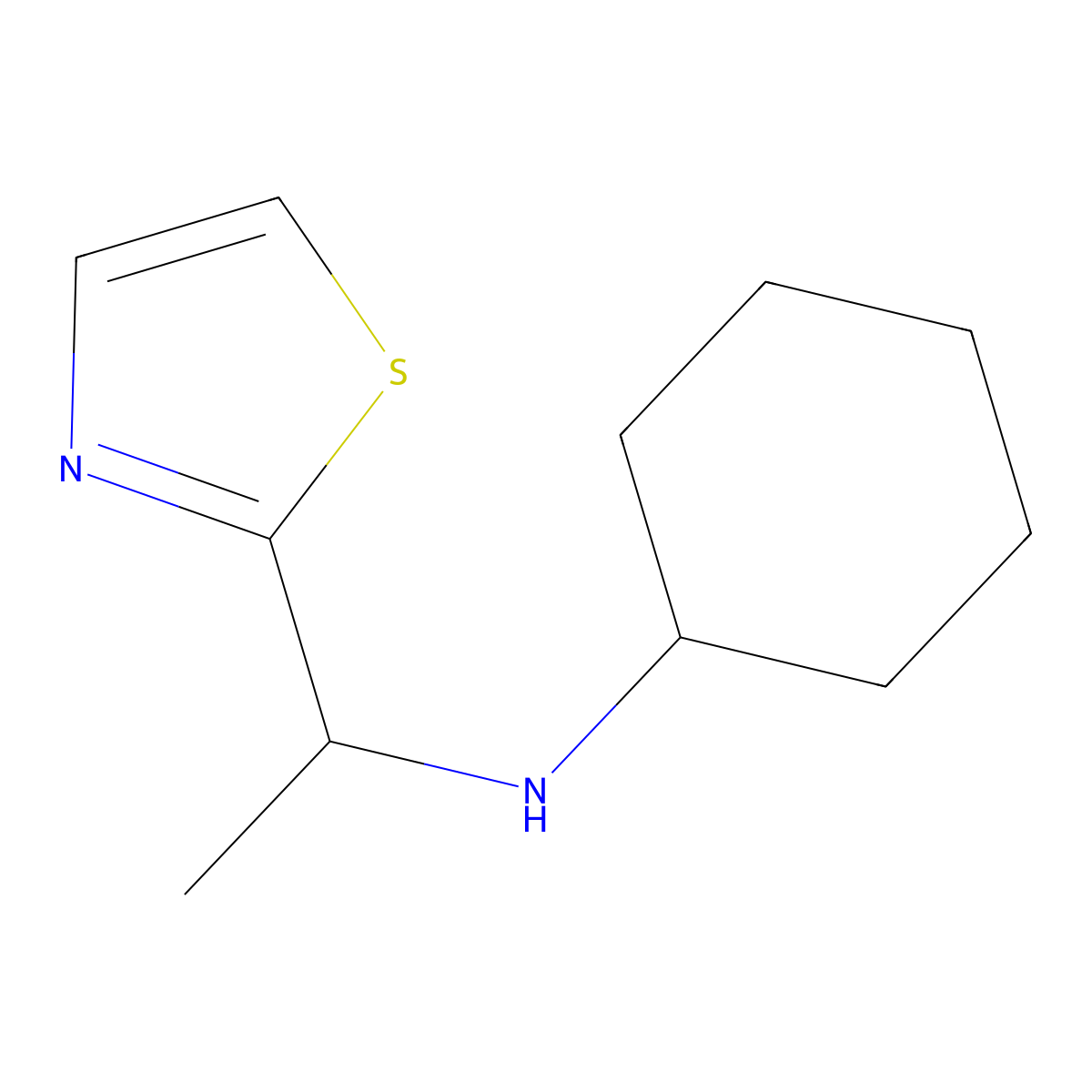 N-[1-(1,3-thiazol-2-yl)ethyl]cyclohexanamine molecular structure, CAS 1342420-13-6