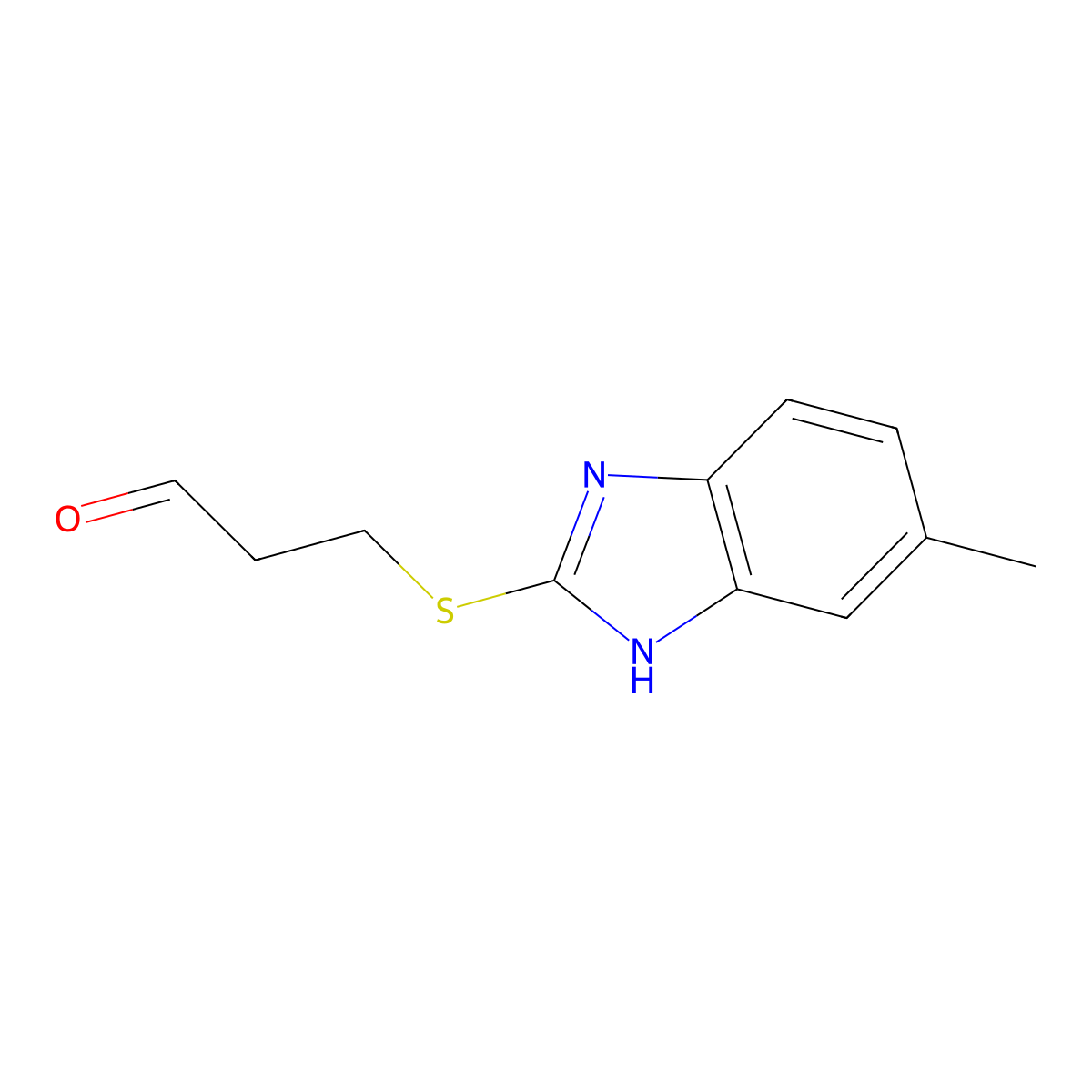 3-((5-Methyl-1h-benzo[d]imidazol-2-yl)thio)propanal molecular structure, CAS 1342420-61-4