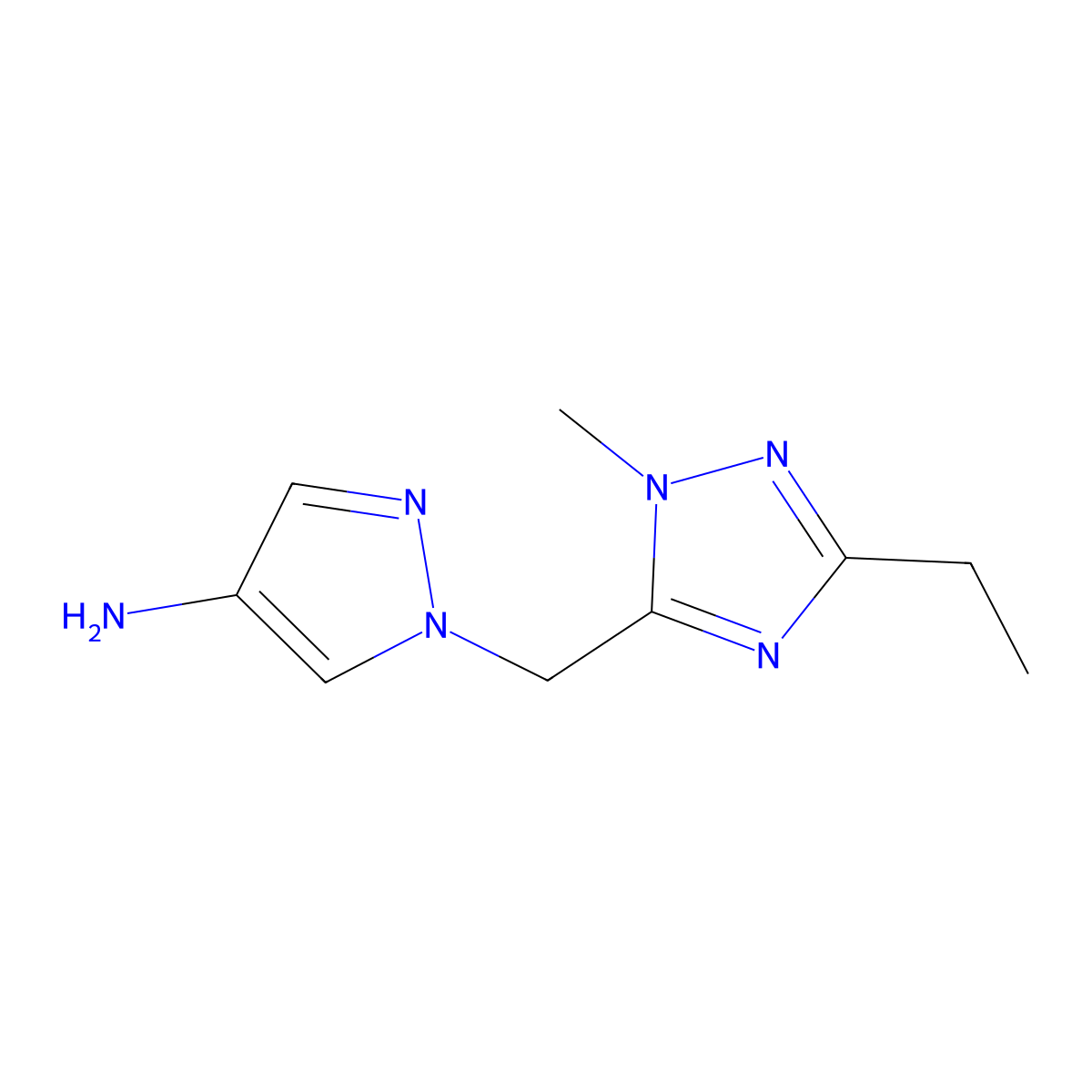 1-((3-Ethyl-1-methyl-1h-1,2,4-triazol-5-yl)methyl)-1h-pyrazol-4-amine molecular structure, CAS 1342421-75-3