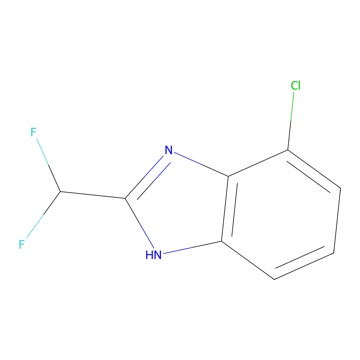 4-chloro-2-(difluoromethyl)-1H-1,3-benzodiazole molecular structure, CAS 1342424-21-8