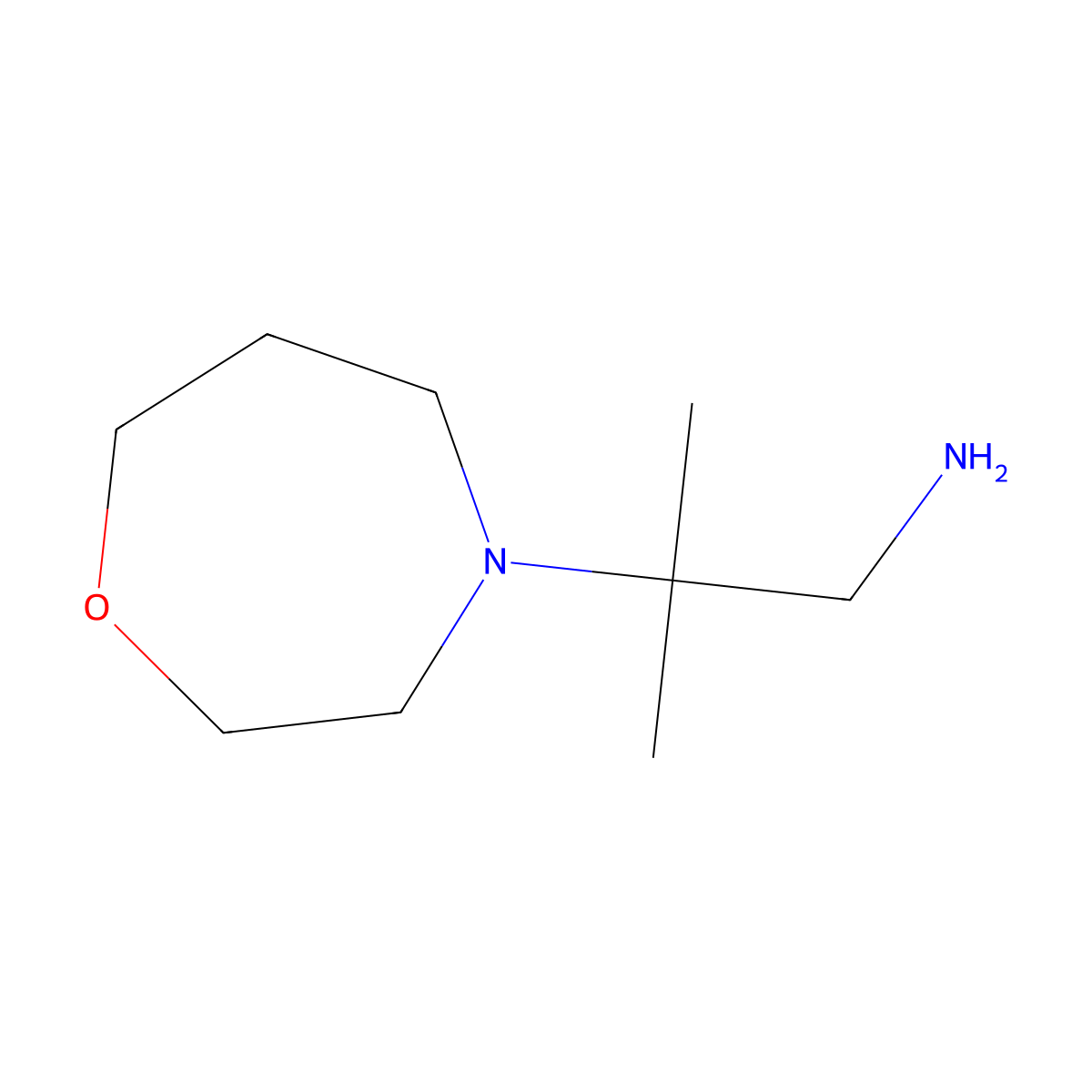 2-Methyl-2-(1,4-oxazepan-4-yl)propan-1-amine molecular structure, CAS 1342424-39-8