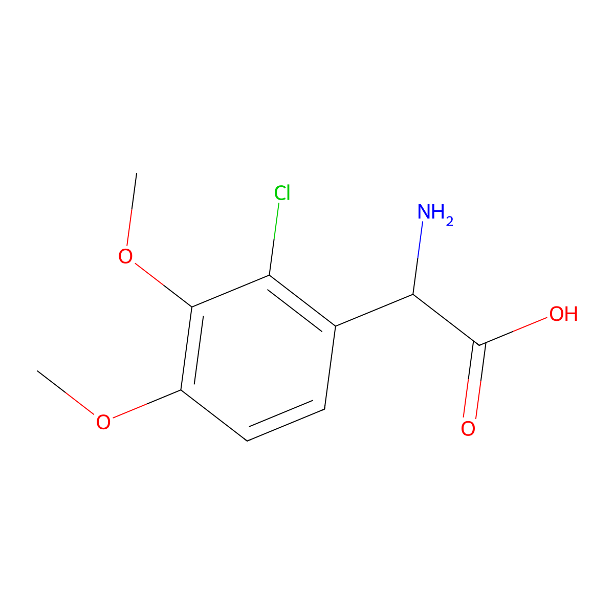2-Amino-2-(2-chloro-3,4-dimethoxyphenyl)acetic acid molecular structure, CAS 1342425-67-5