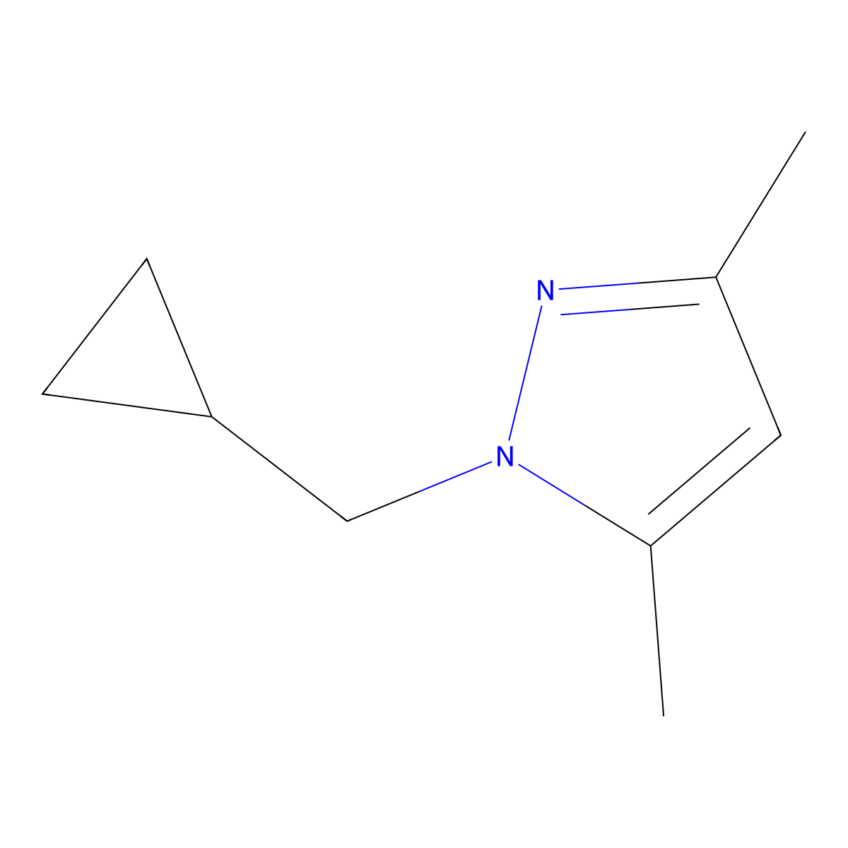 1-(Cyclopropylmethyl)-3,5-dimethyl-1H-pyrazole molecular structure, CAS 1342427-10-4