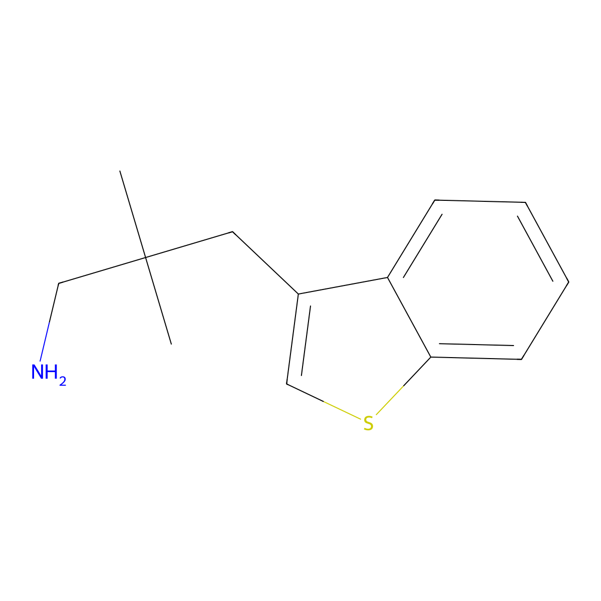 3-(Benzo[b]thiophen-3-yl)-2,2-dimethylpropan-1-amine molecular structure, CAS 1342427-43-3